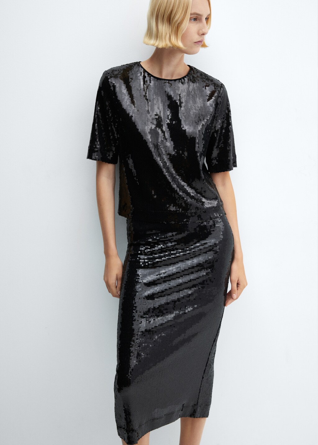 Sequin T-shirt - Women | MANGO OUTLET USA