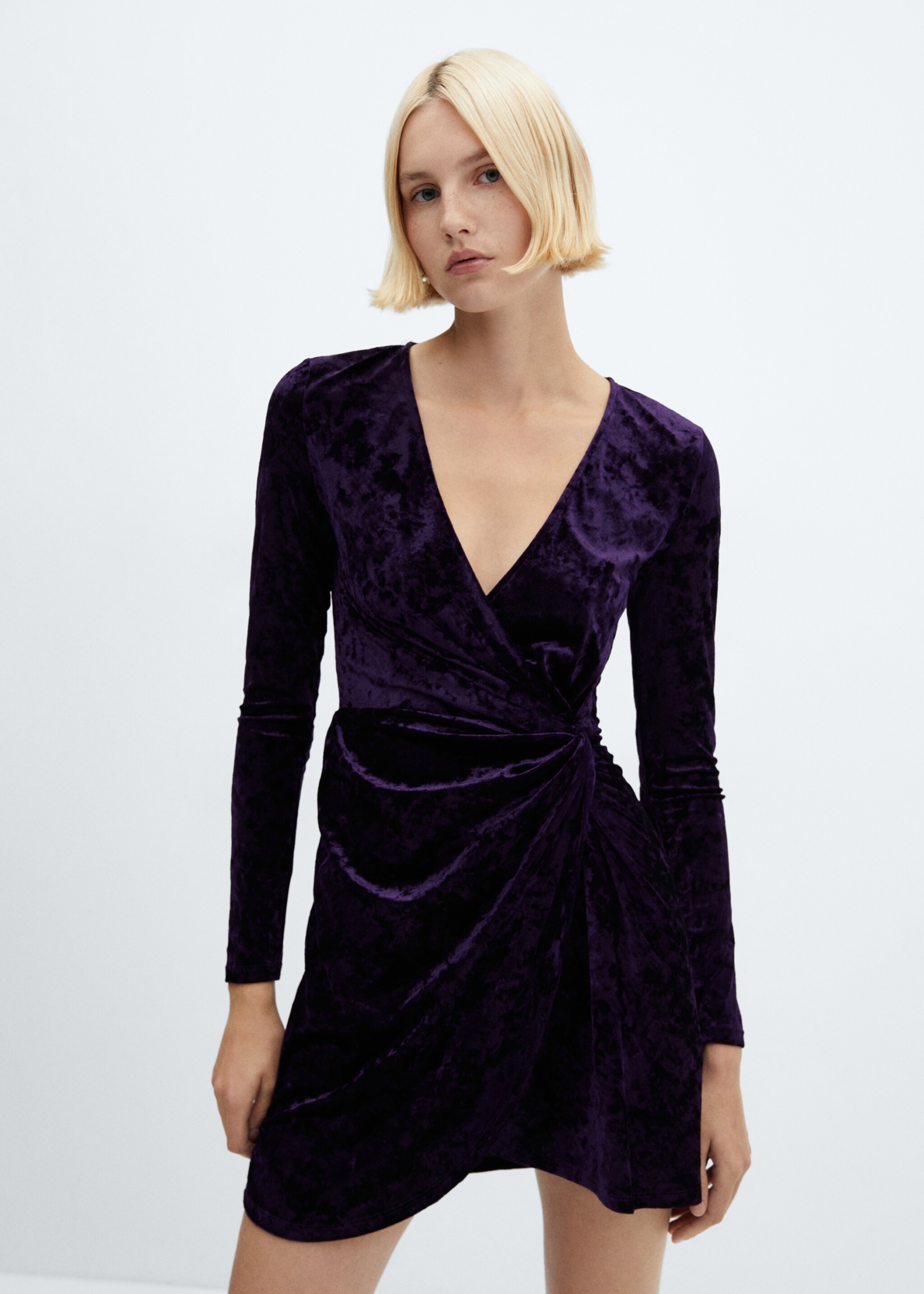 Velvet crossed dress - Medium plane, Purple. Ref: 57009116-00.