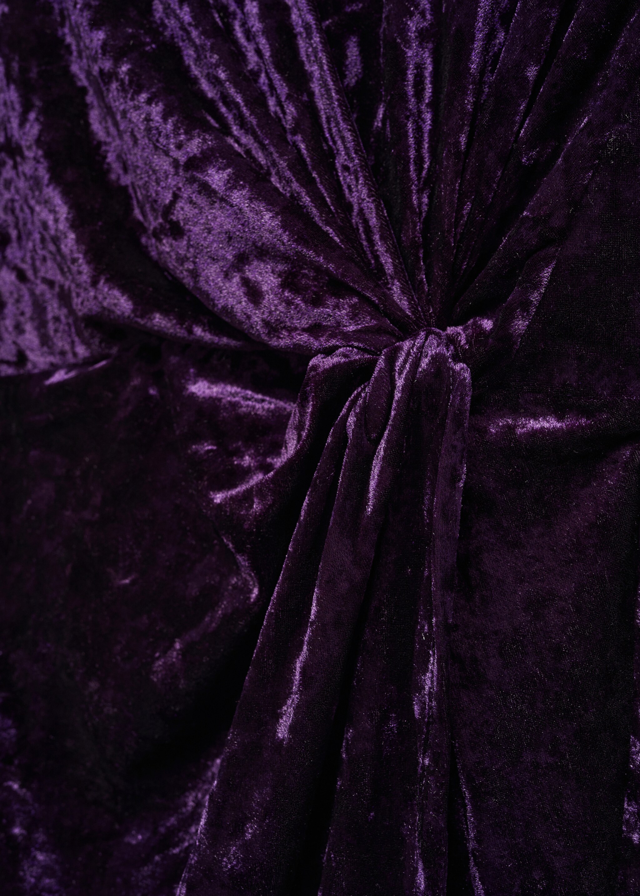 Velvet crossed dress - Details of the article 8, Purple. Ref: 57009116-00.