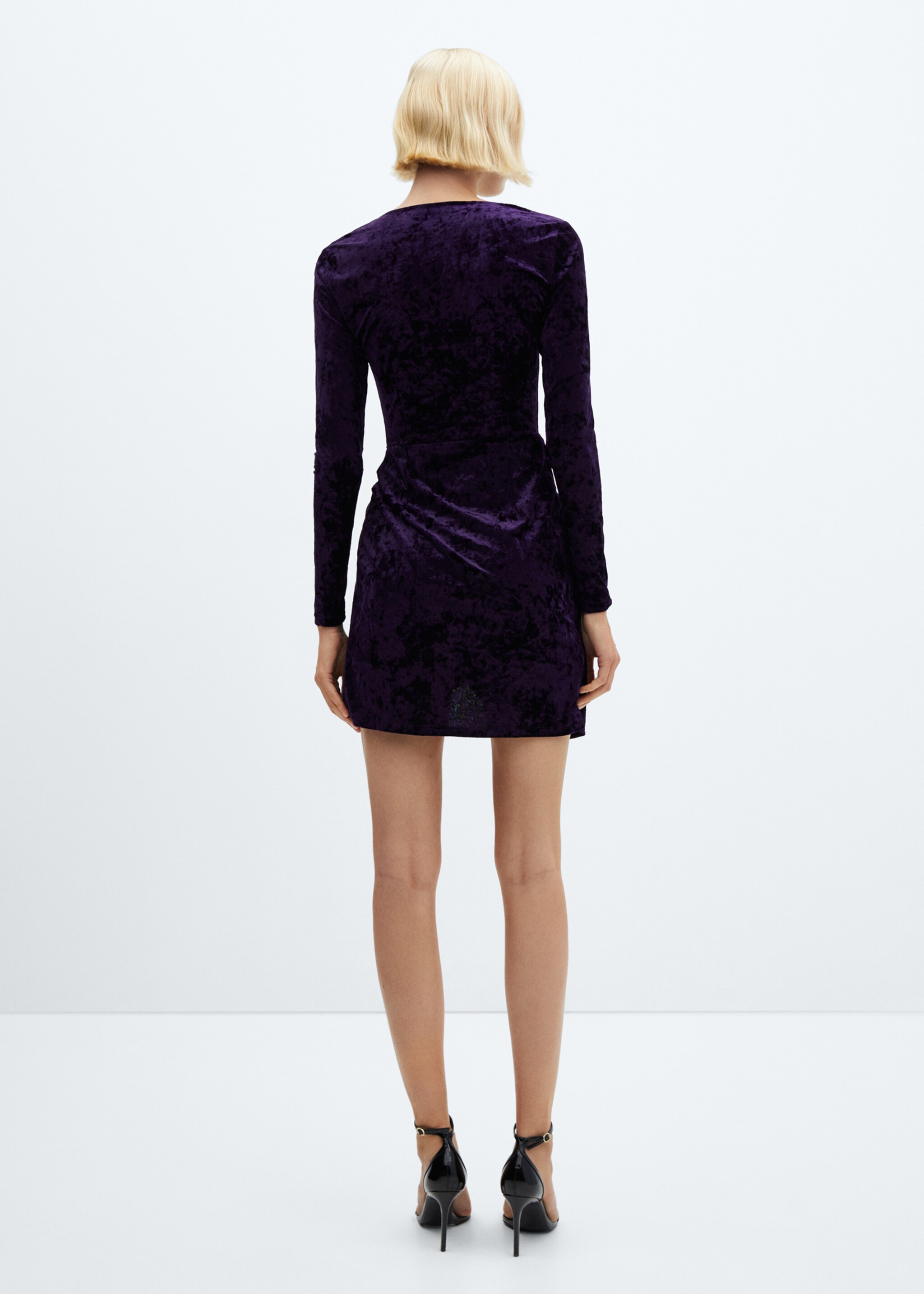 Velvet crossed dress - Reverse of the article, Purple. Ref: 57009116-00.