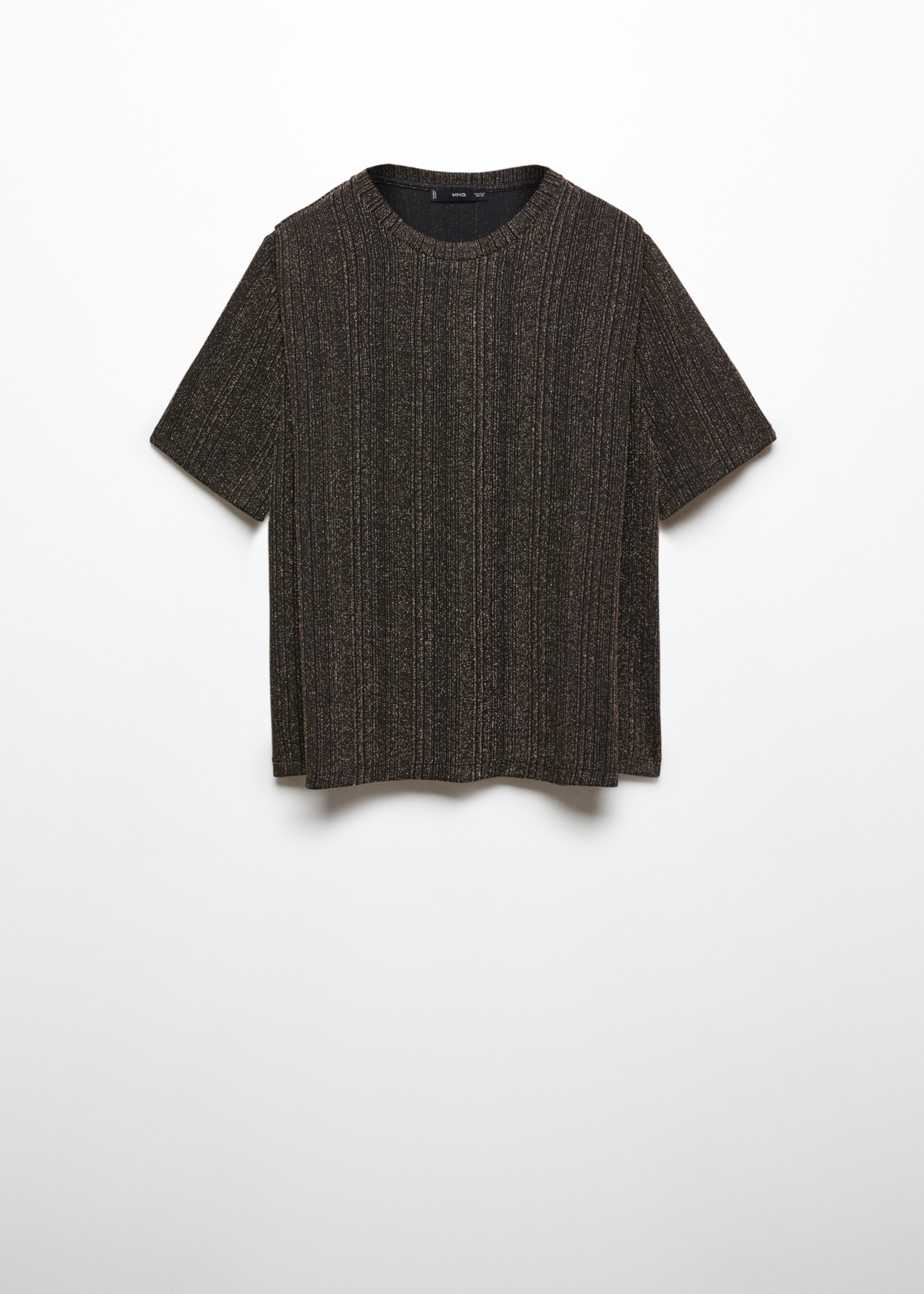 Lurex knitted t-shirt - Article without model, Gold. Ref: 57009119-00.