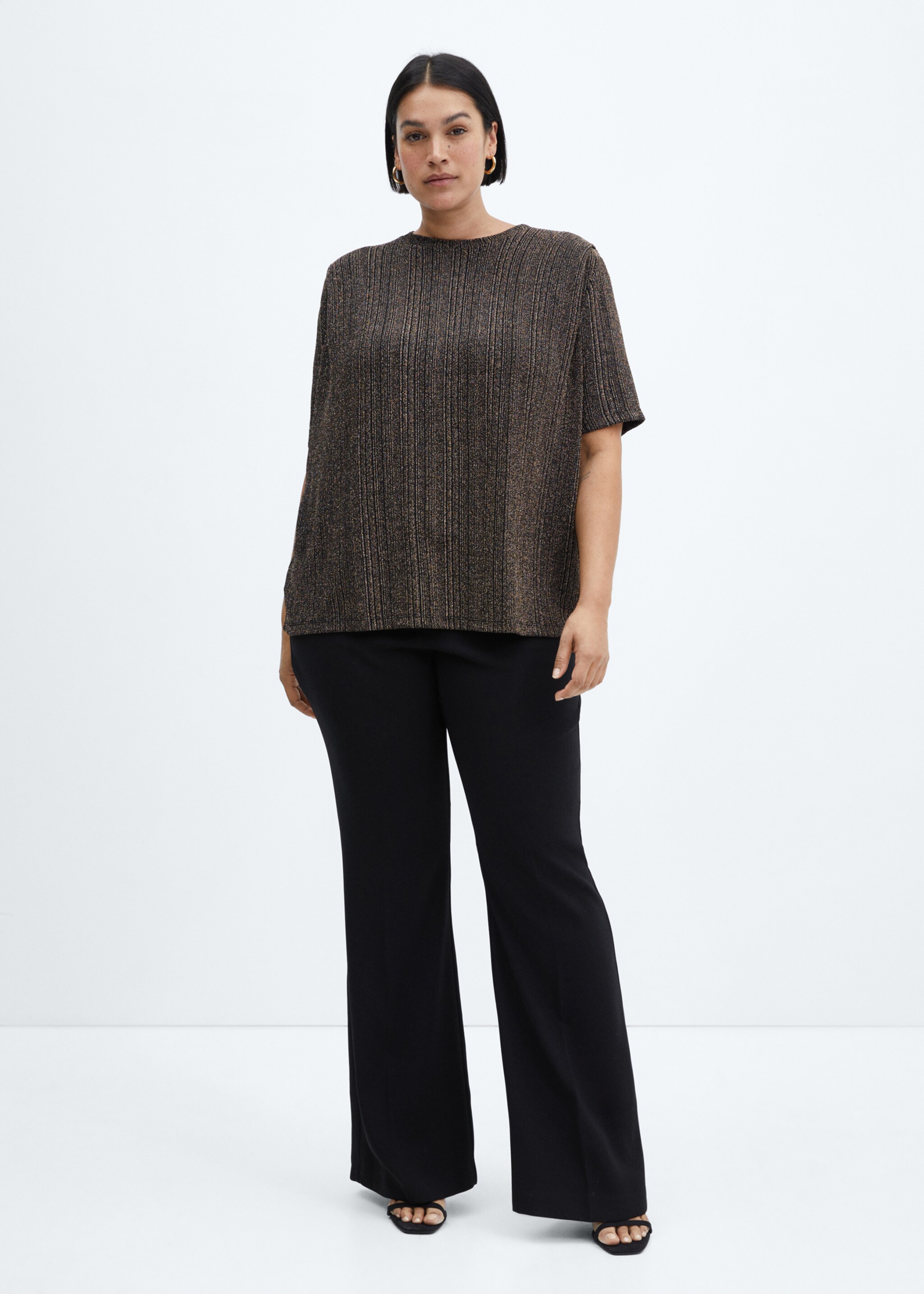 Lurex knitted t-shirt - Details of the article 3, Gold. Ref: 57009119-00.