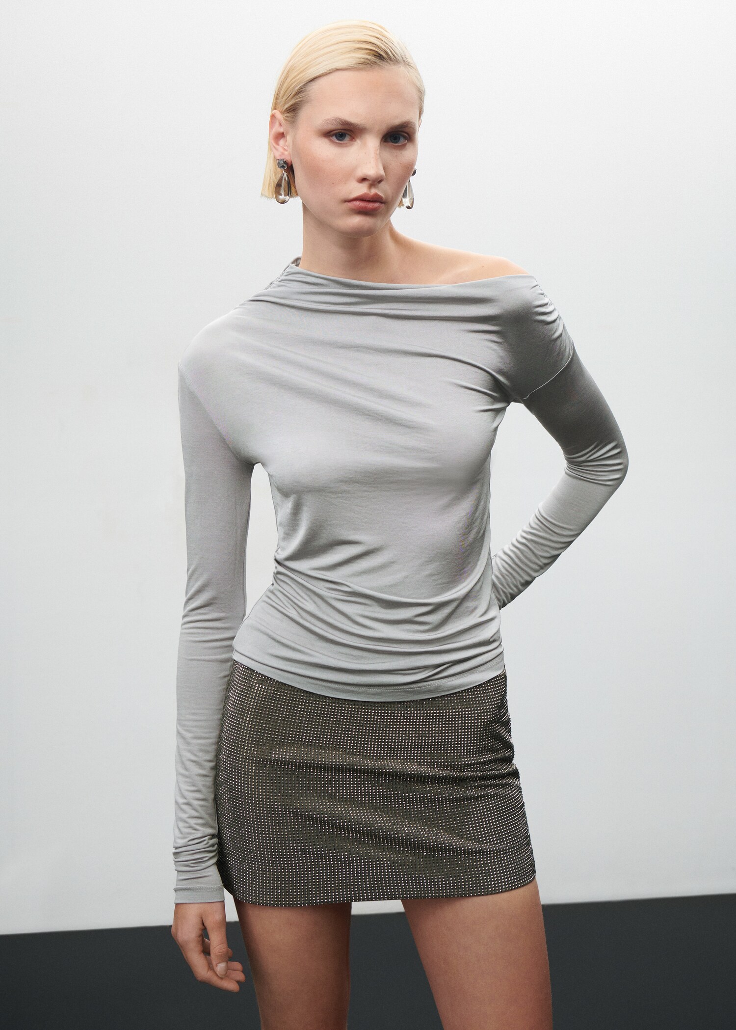 Asymmetrical ruched t-shirt - Medium plane