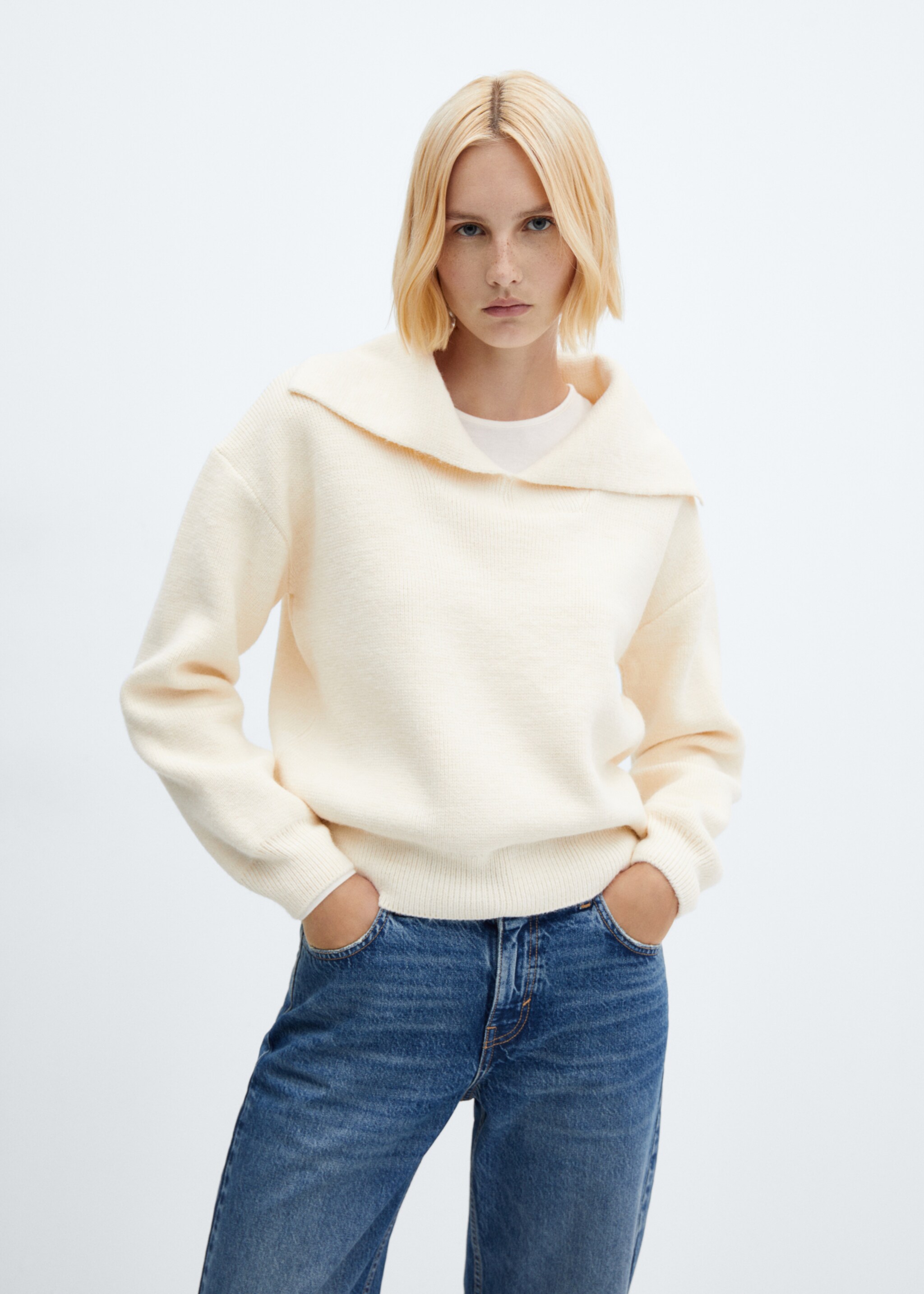 Strickpullover mit Reverskragen - Mittlere Ansicht