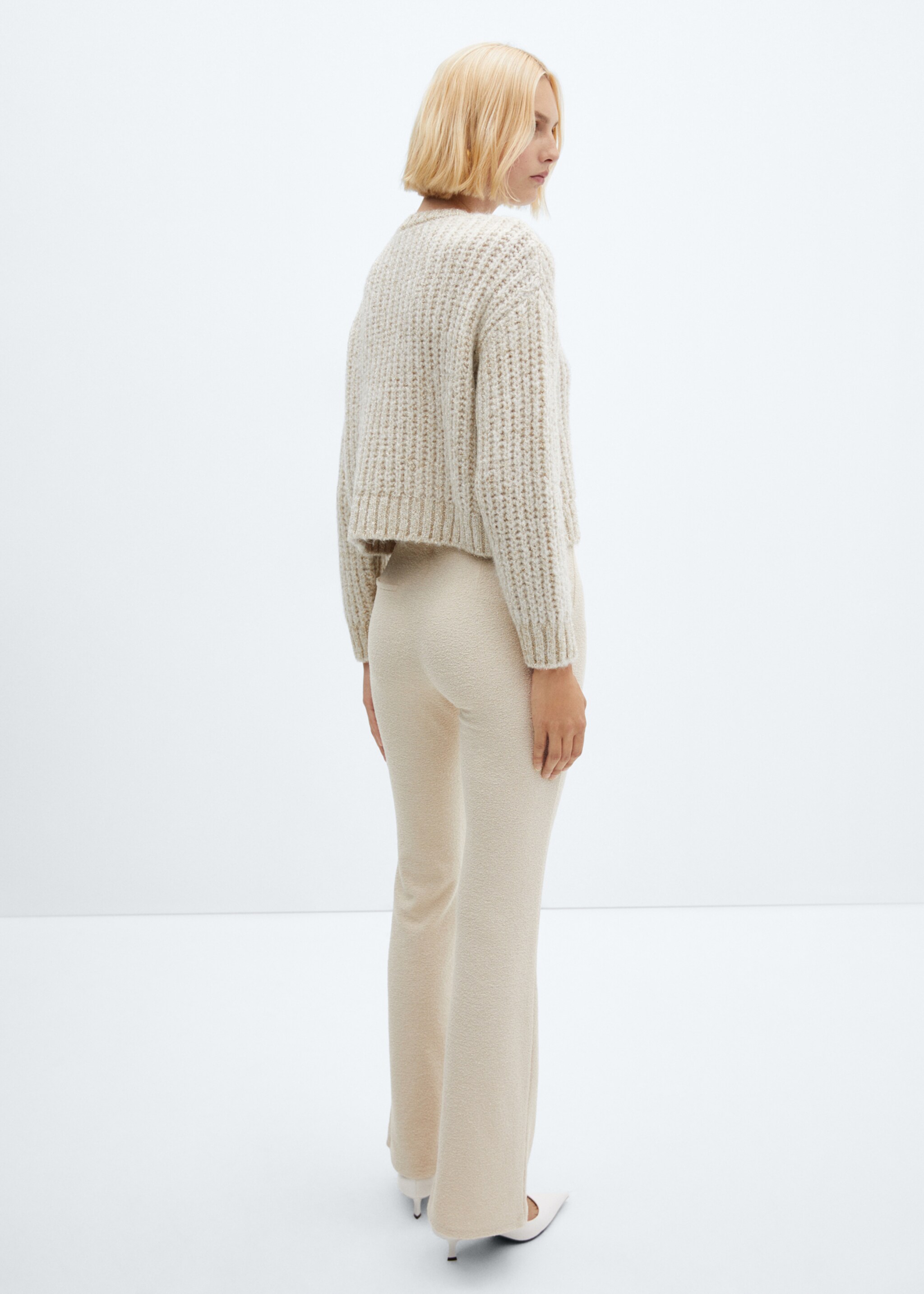 Thick knit lurex jumper - Reverse of the article, Ecru. Ref: 57009125-00.