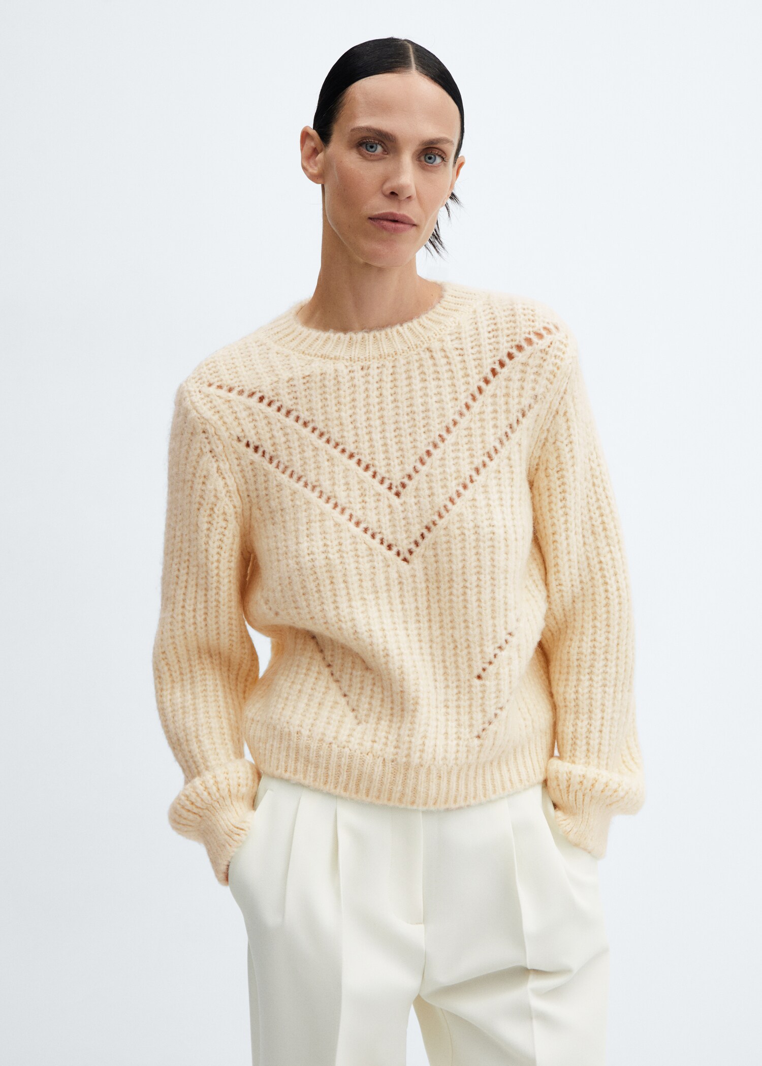 Open work-detail sweater - Medium plane