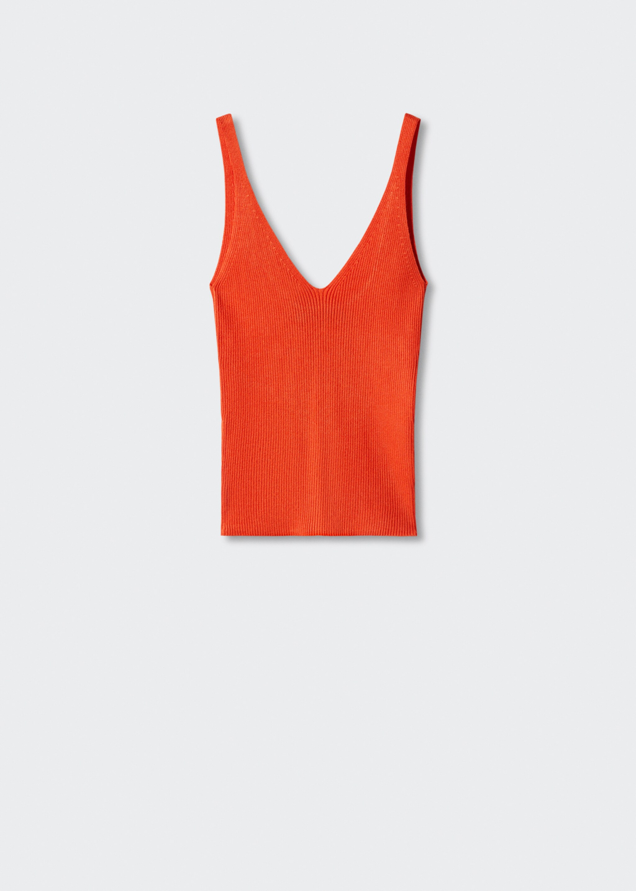 V-neck knitted top - Article without model, Coral Red. Ref: 57010252-00.