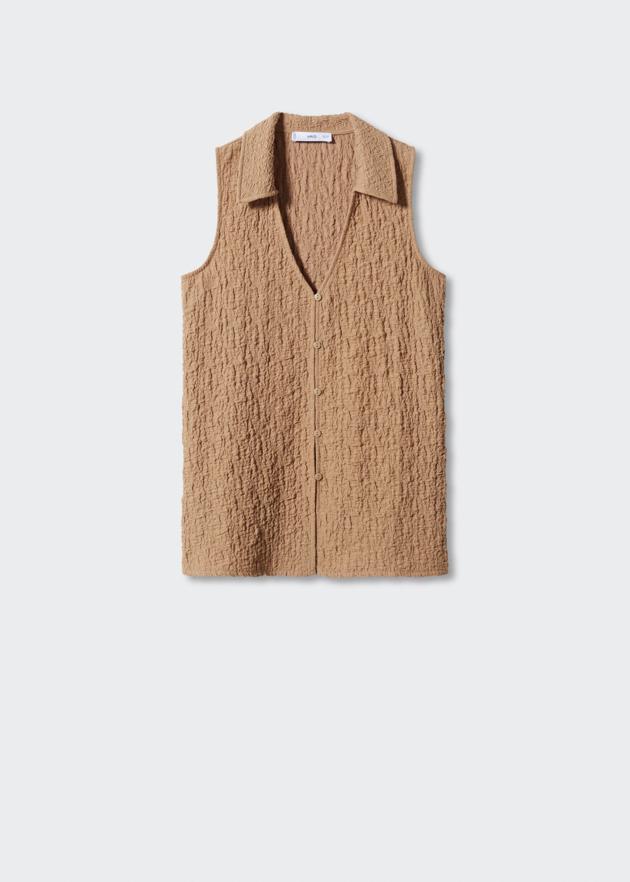 Textured polo neck gilet - Article without model, Medium Brown. Ref: 57010277-00.