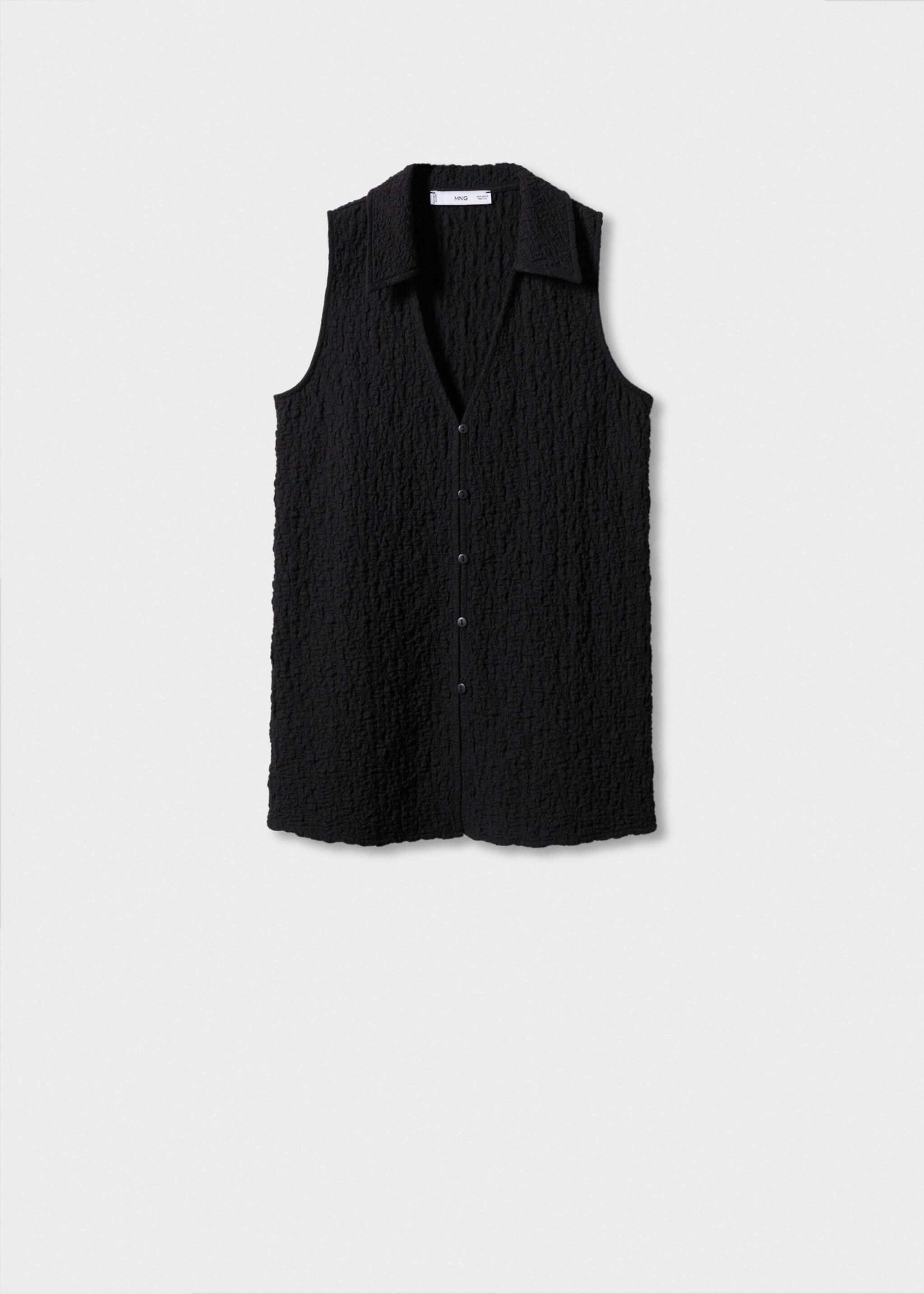 Textured polo neck gilet - Article without model, Black. Ref: 57010277-00.