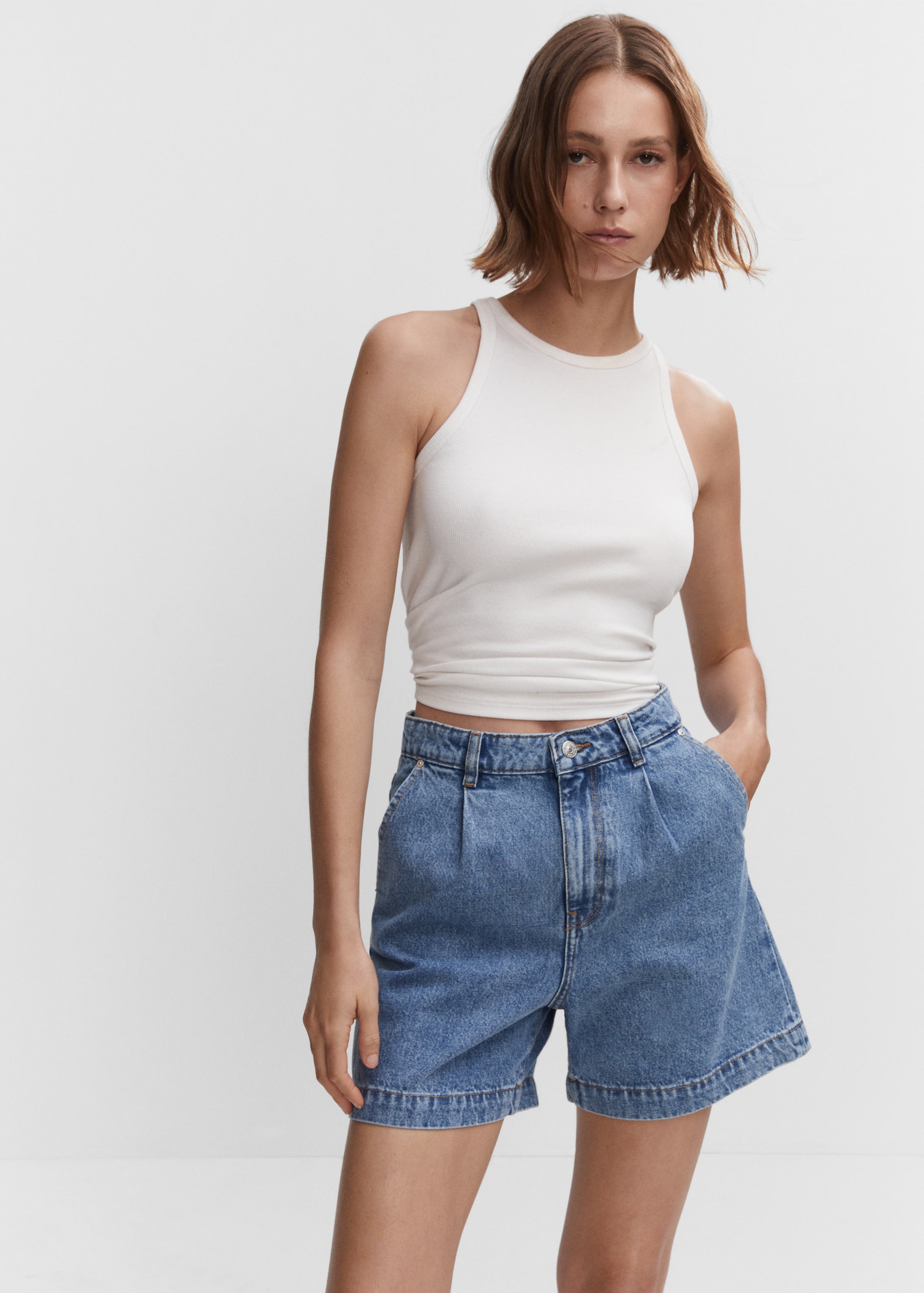 Slouchy denim shorts Women MANGO OUTLET Sweden - Main Image