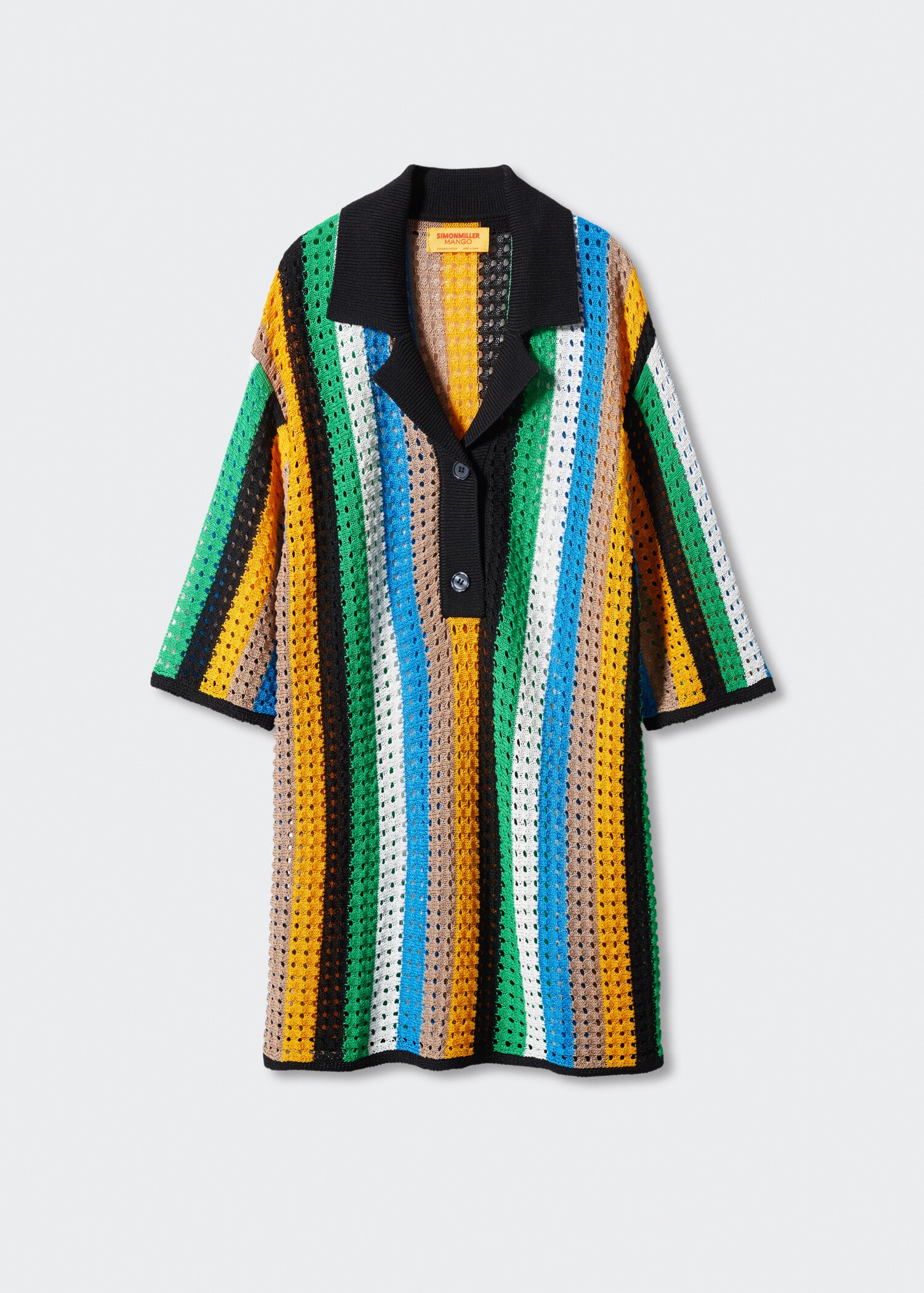 Oversized openwork knitted polo shirt - Article without model