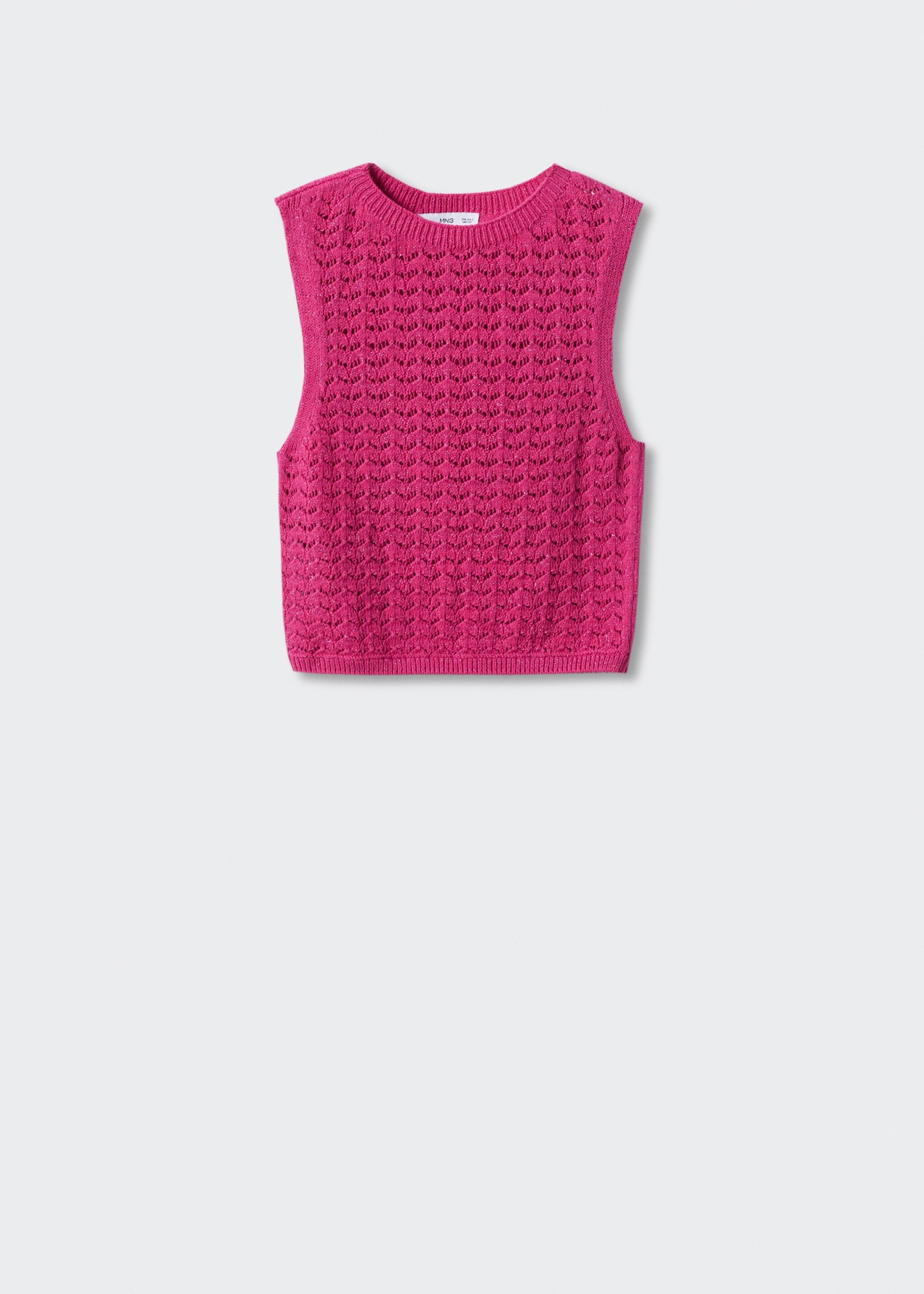 Crochet crop top - Article without model, Fuchsia. Ref: 57010458-00.