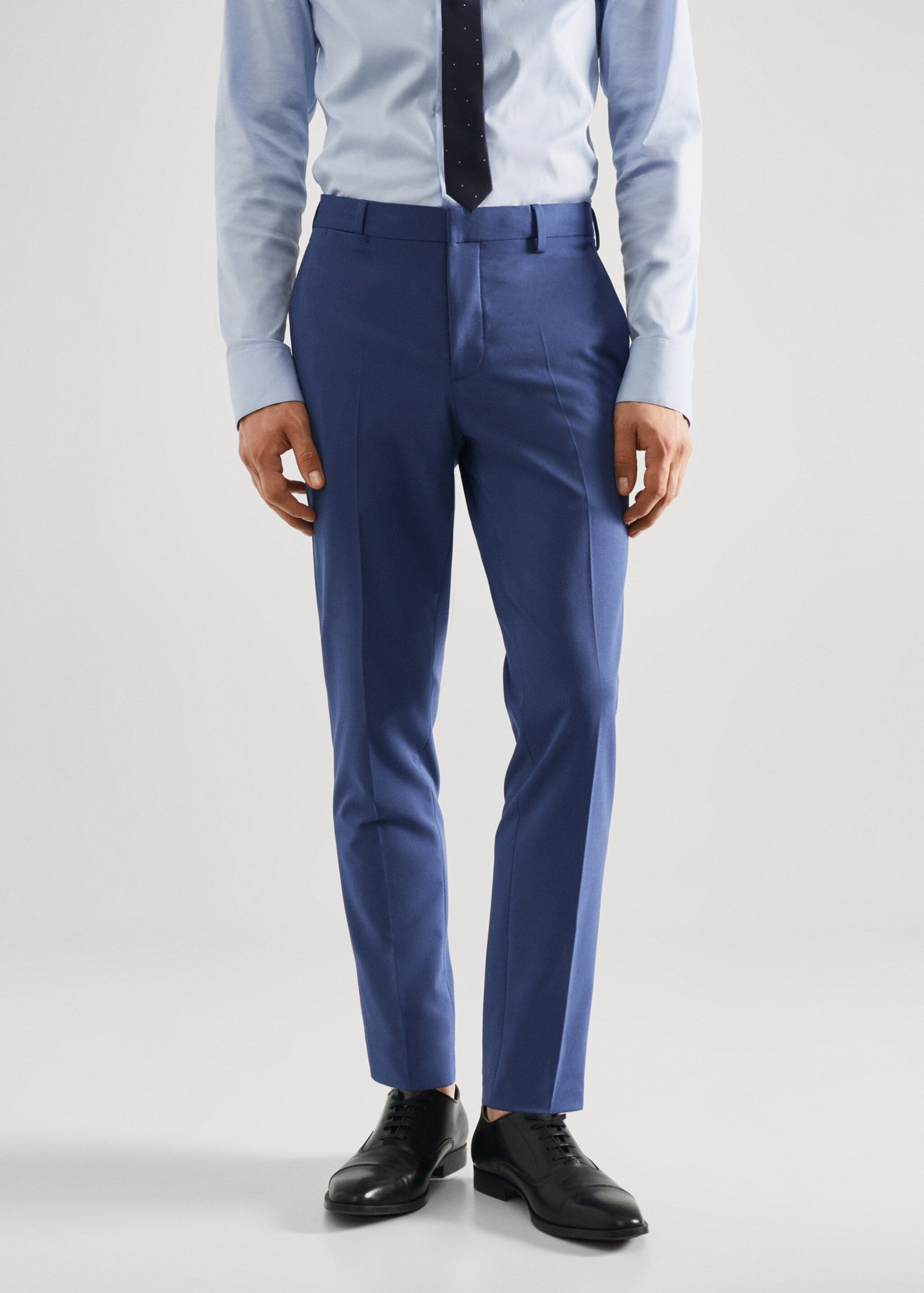 Stretch fabric super slim-fit suit trousers - Medium plane, Sky Blue. Ref: 57010545-00.
