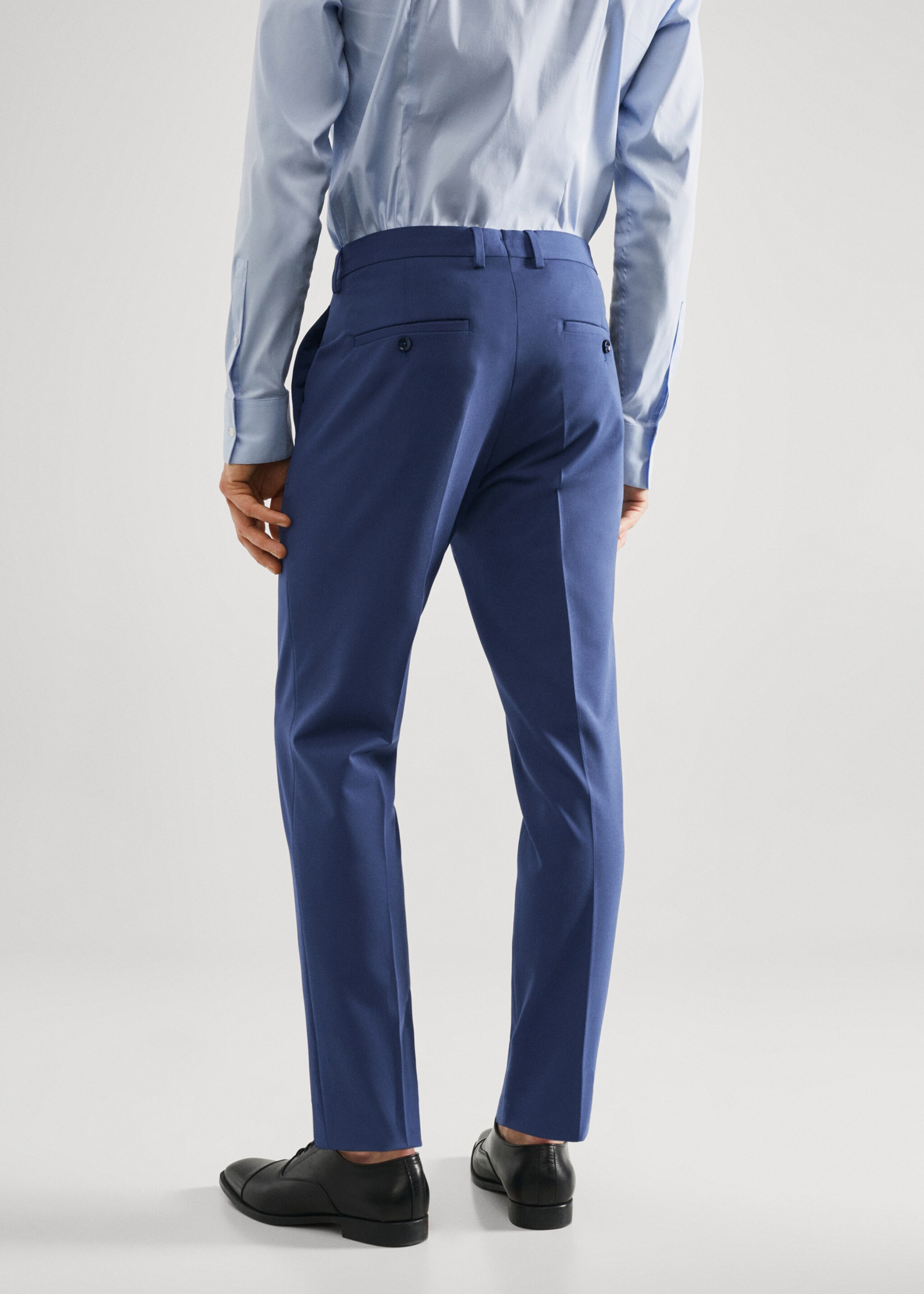 Stretch fabric super slim-fit suit trousers - Reverse of the article, Sky Blue. Ref: 57010545-00.