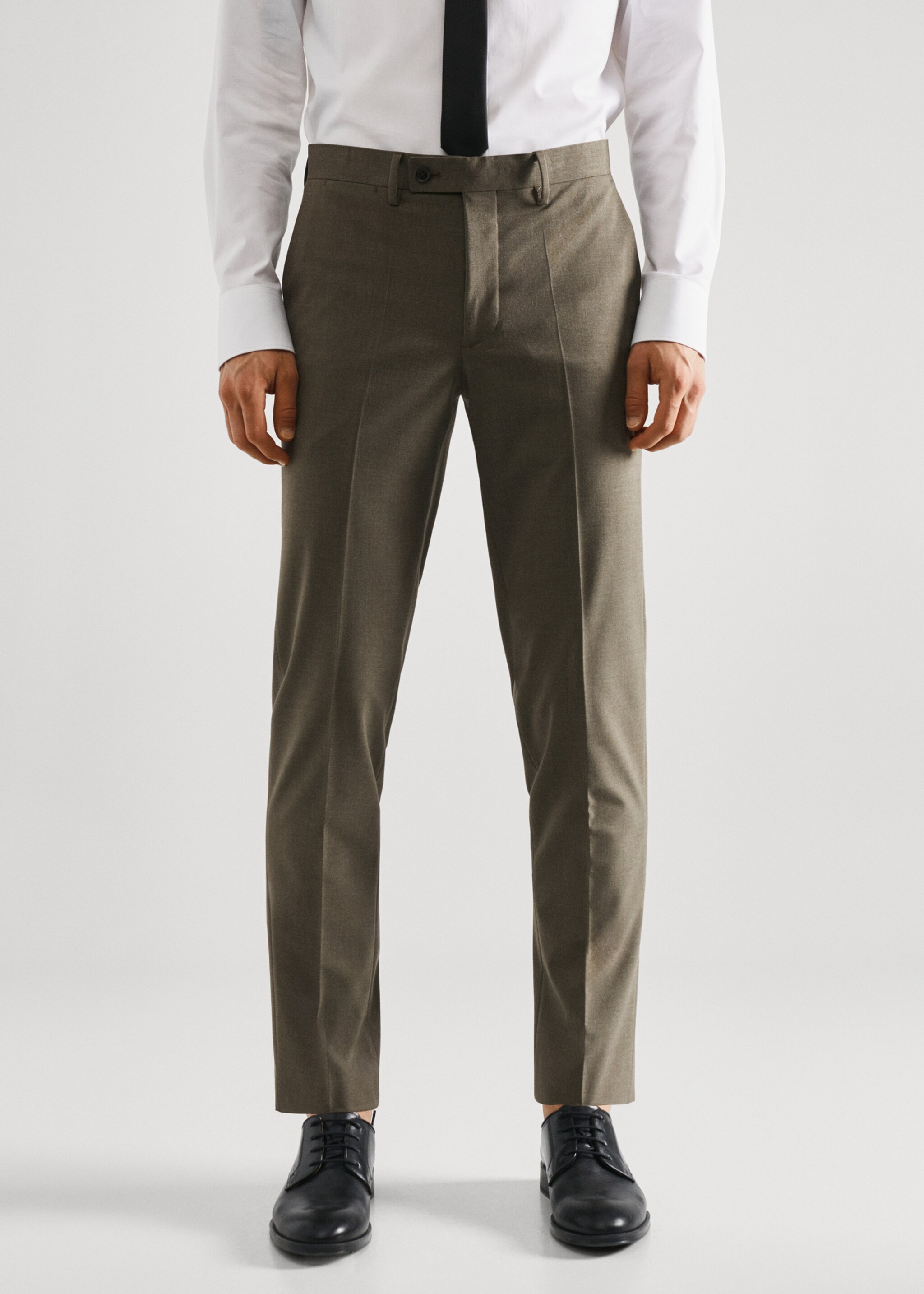 Stretch-fabric slim-fit suit trousers - Medium plane, Pastel Green. Ref: 57010546-00.