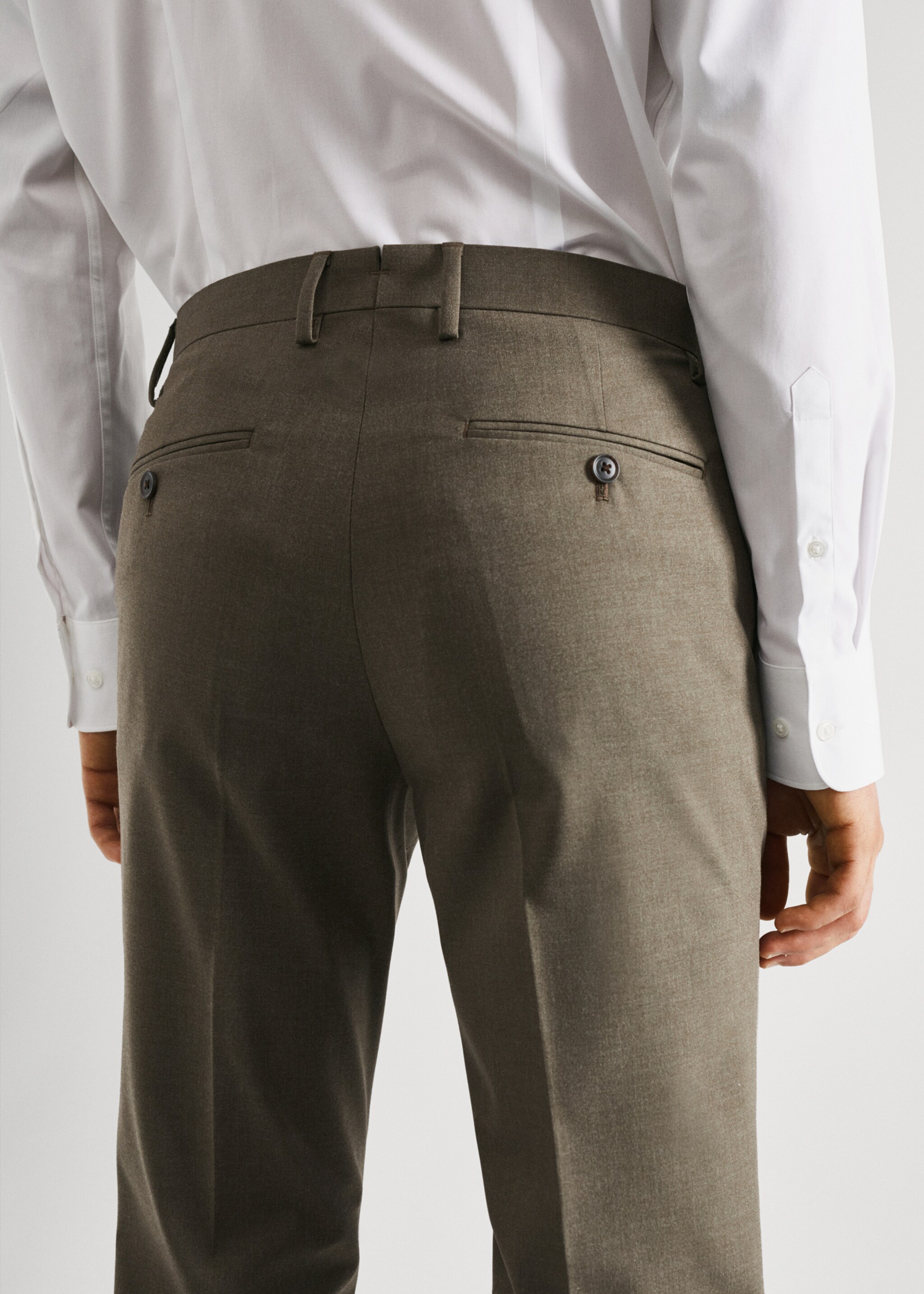 Stretch-fabric slim-fit suit trousers - Details of the article 2, Pastel Green. Ref: 57010546-00.
