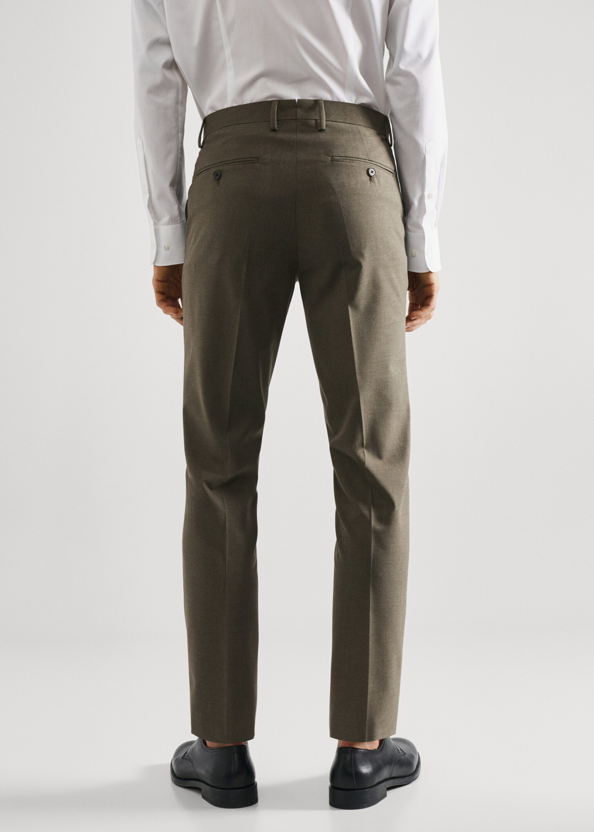 Stretch-fabric slim-fit suit trousers - Reverse of the article, Pastel Green. Ref: 57010546-00.