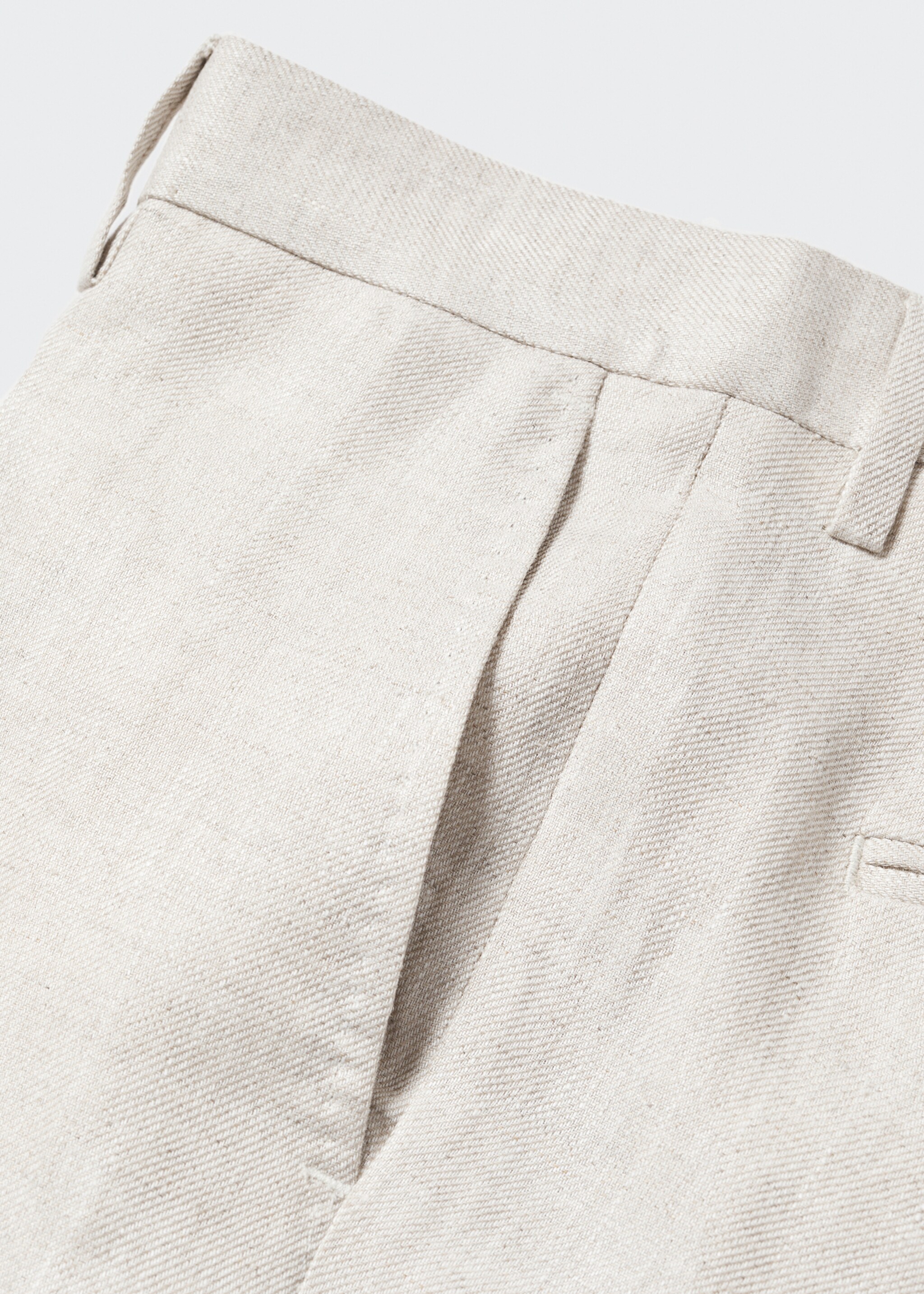 100% linen suit trousers - Details of the article 8, Beige. Ref: 57010553-00.