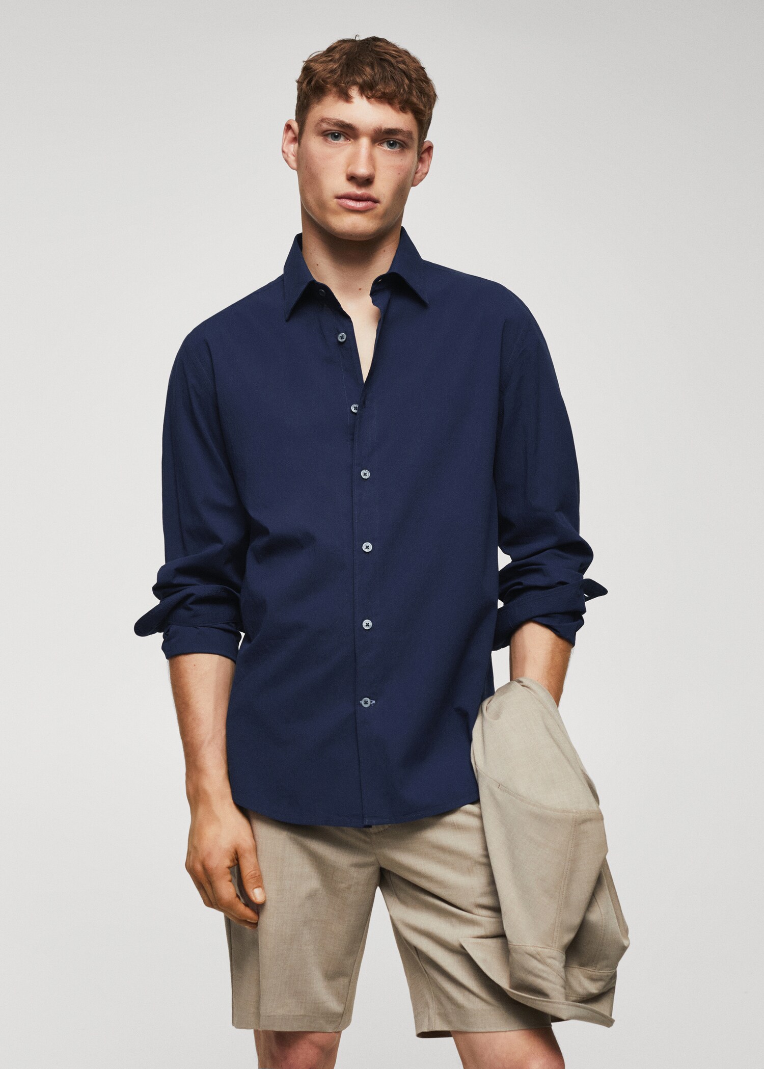 Chemise slim-fit coton seersucker - Plan moyen