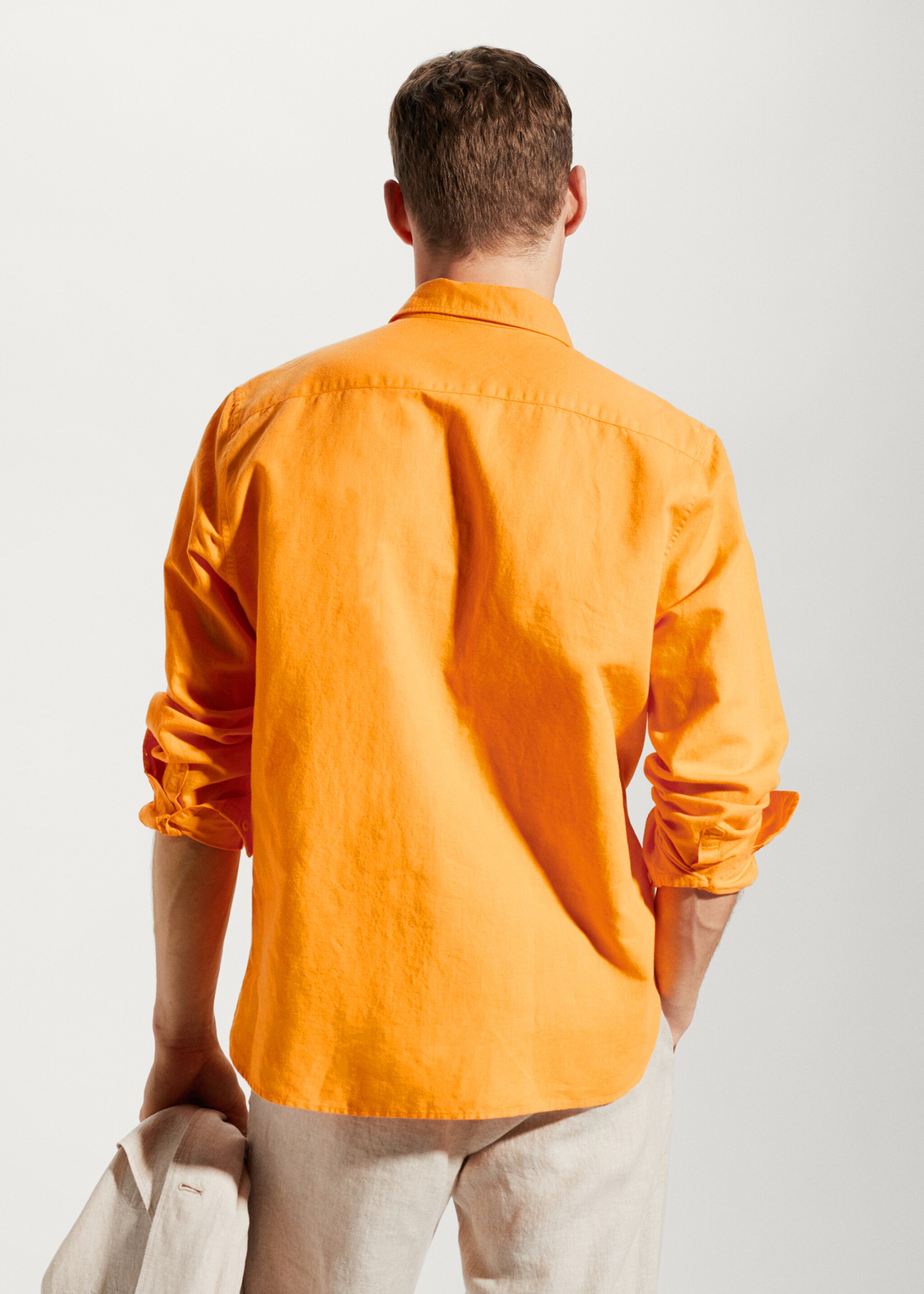 Camisa regular fit lli cotó - Revers de l'article, Taronja. Ref: 57010609-00.