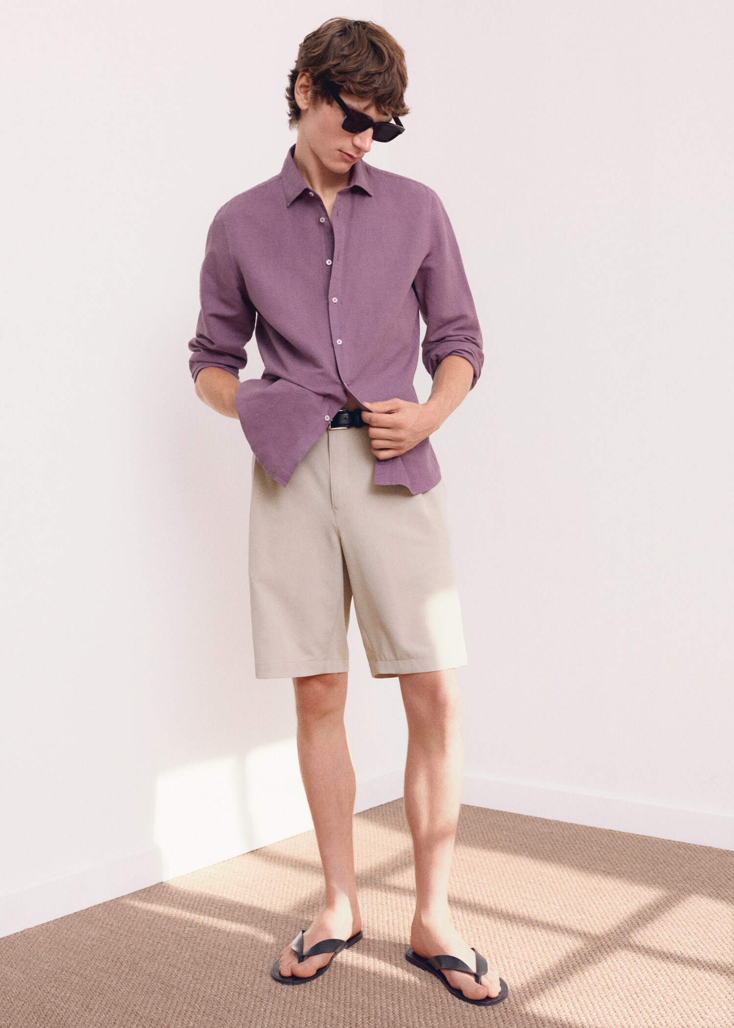 Regular-fit linen cotton shirt - Details of the article 5