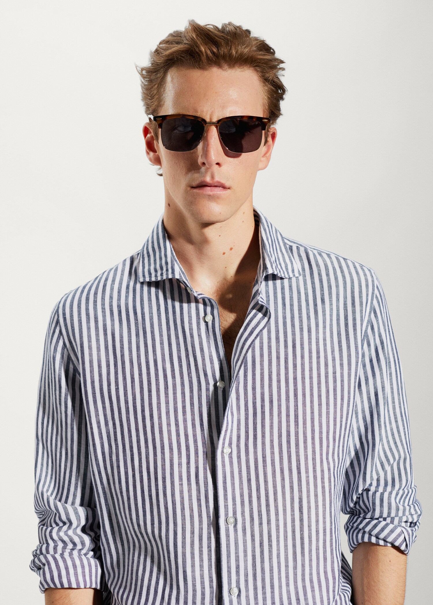 Slim fit prugasta lanena košulja - Detalji artikla 1