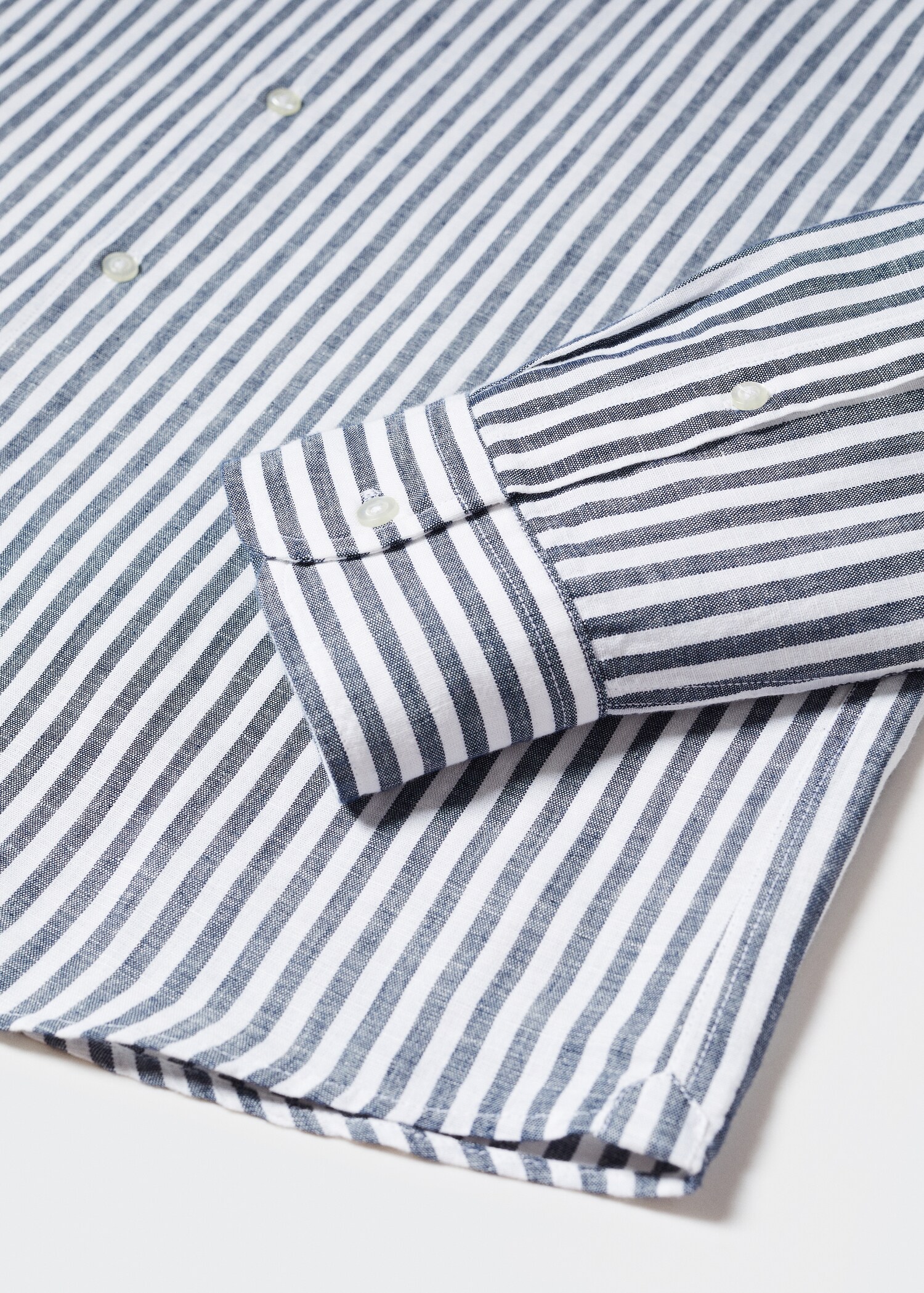 Slim fit prugasta lanena košulja - Detalji artikla 8