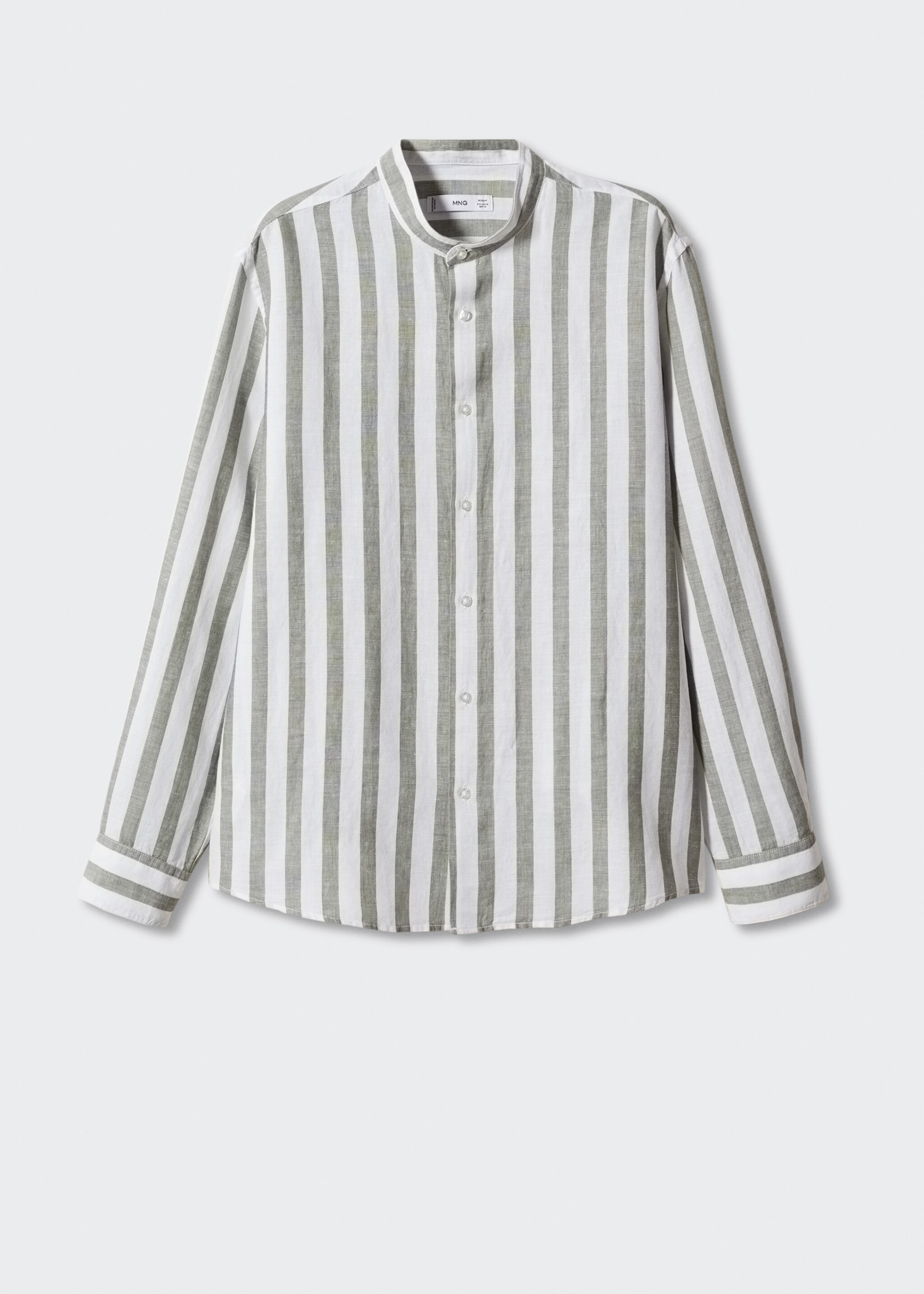Camisa de linho regular fit às riscas - Artigo sem modelo