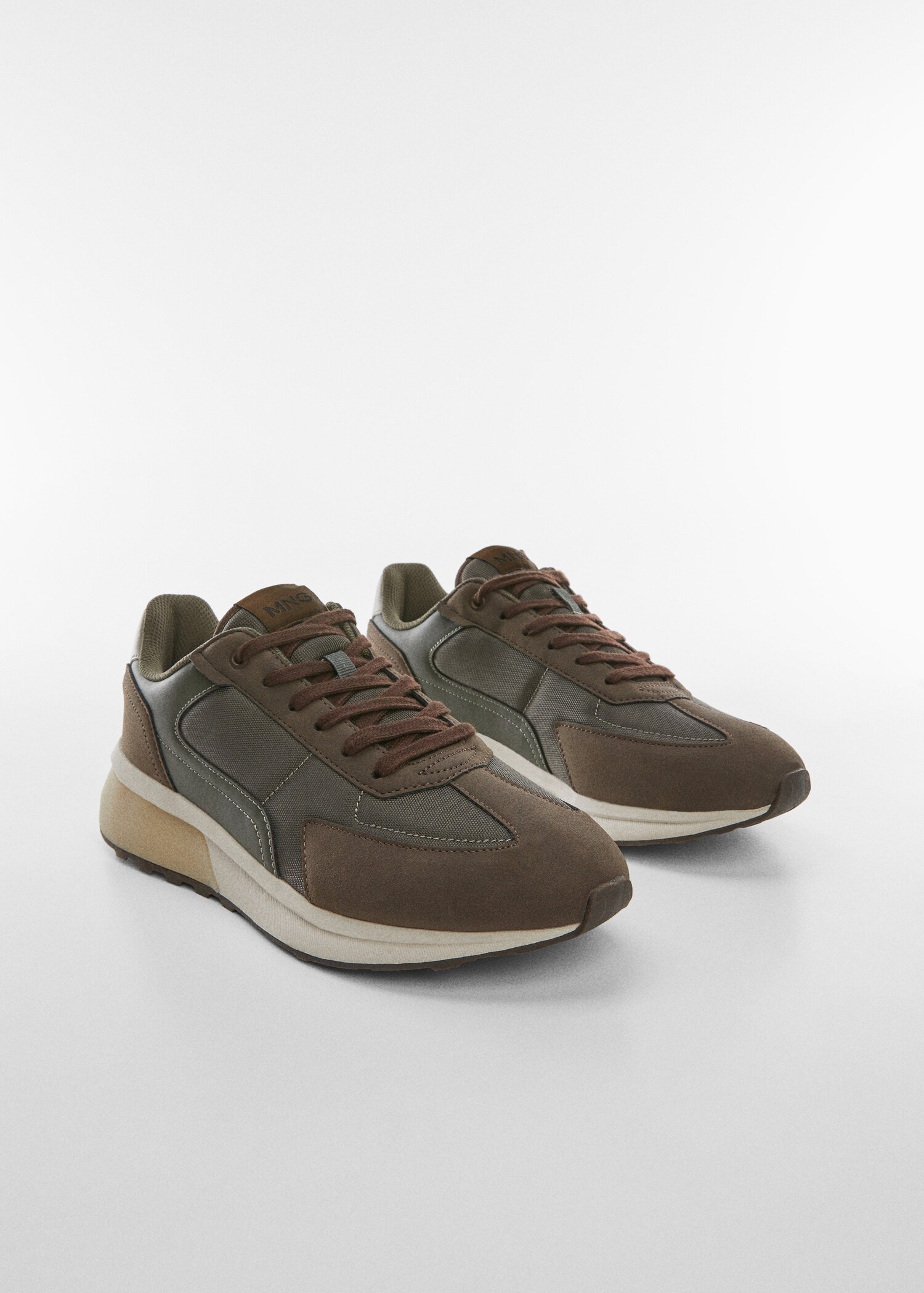 Leather mixed sneakers - Medium plane