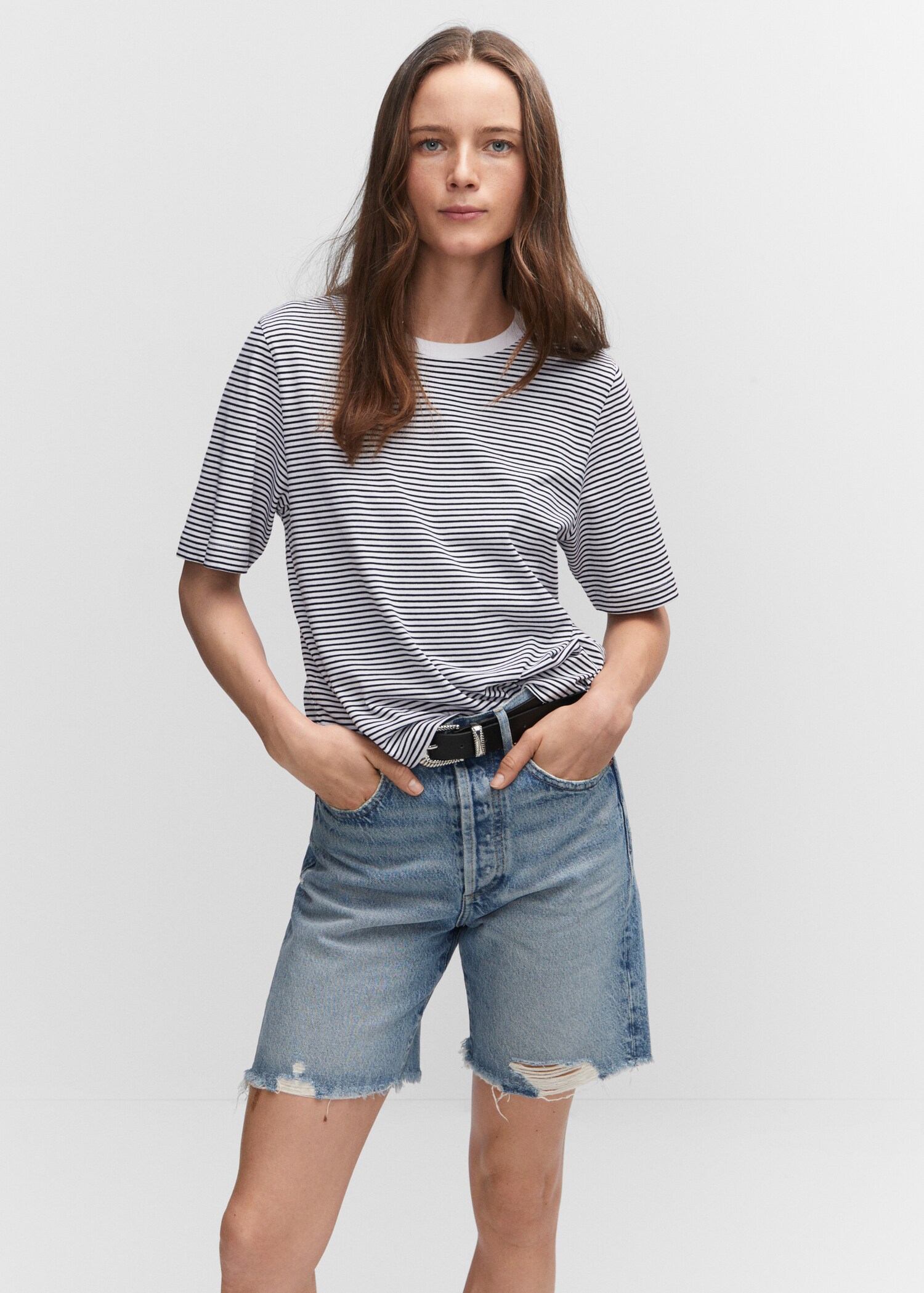 Camiseta algodón rayas - Plano medio