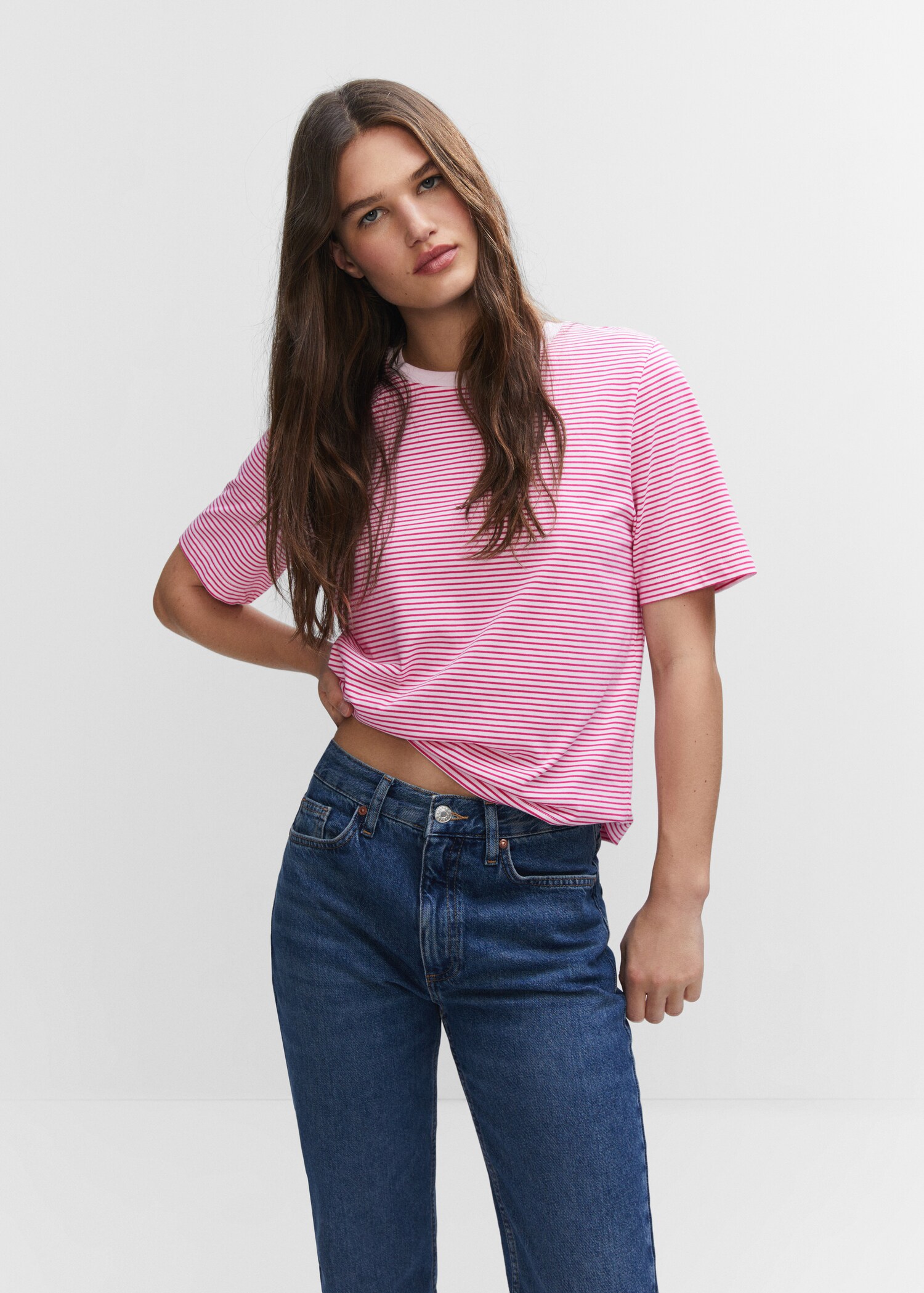 Camiseta algodón rayas - Plano medio