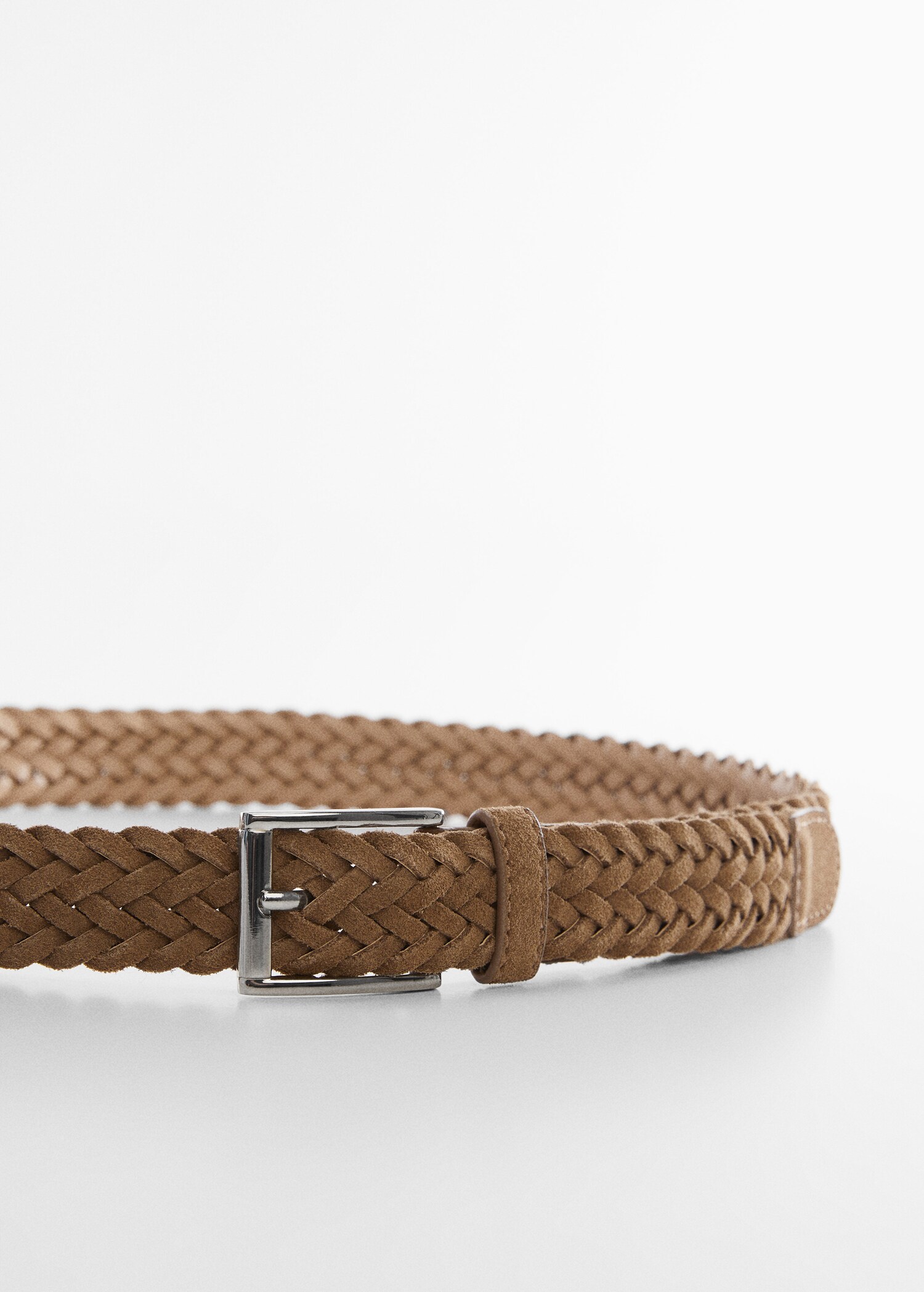 Ceinture cuir suède tressée - Plan moyen