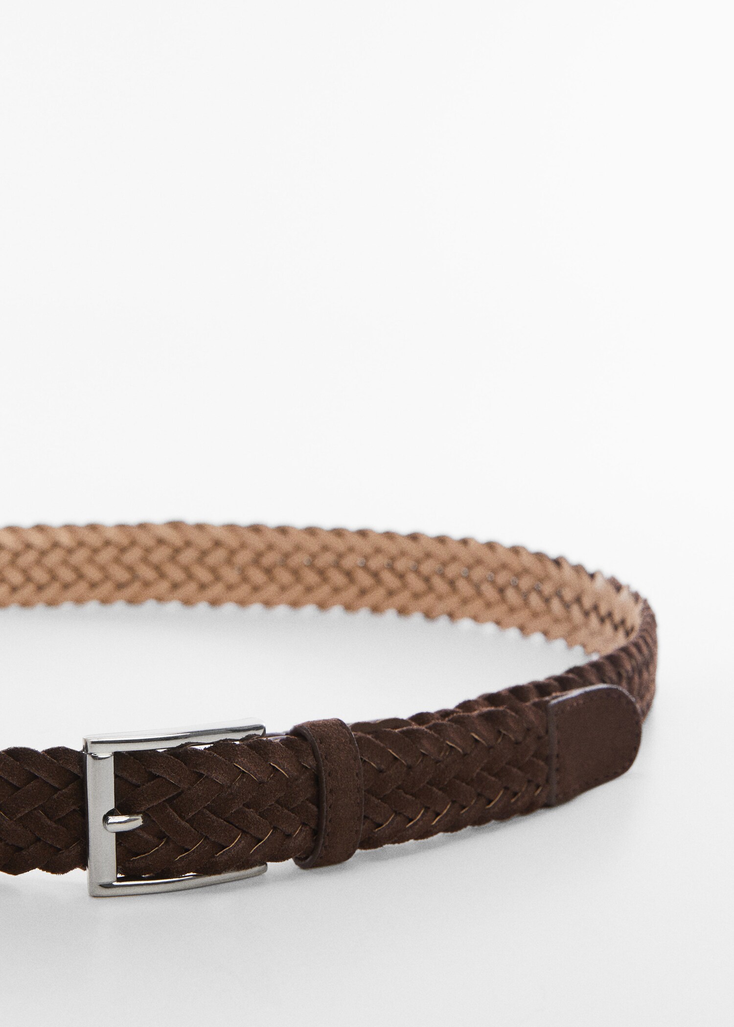 Ceinture cuir suède tressée - Plan moyen