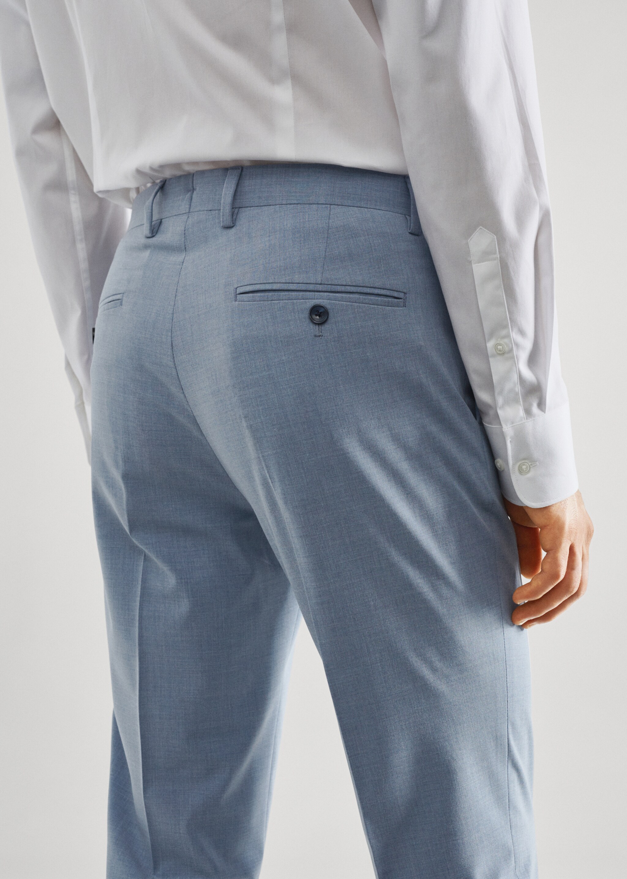 Stretch-fabric slim-fit suit trousers - Details of the article 4, Sky Blue. Ref: 57010667-00.