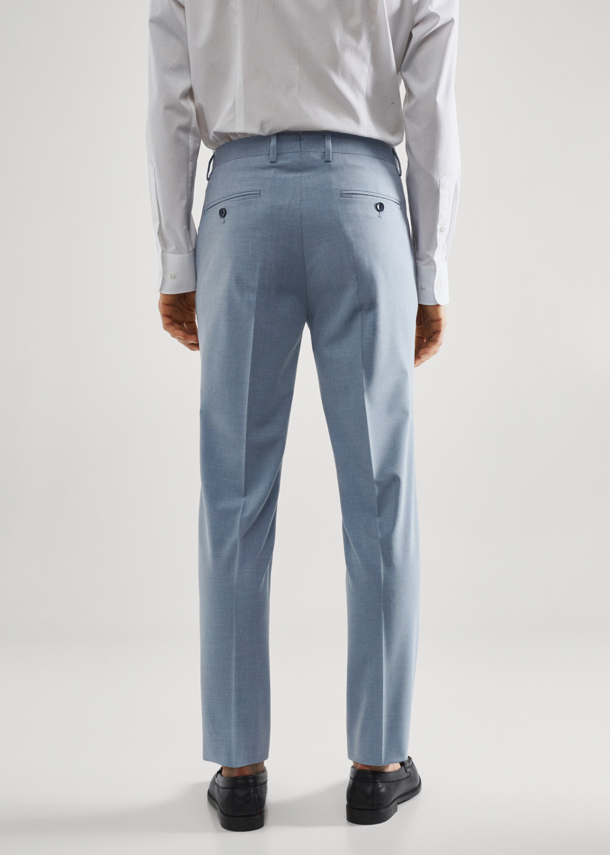 Stretch-fabric slim-fit suit trousers - Reverse of the article, Sky Blue. Ref: 57010667-00.