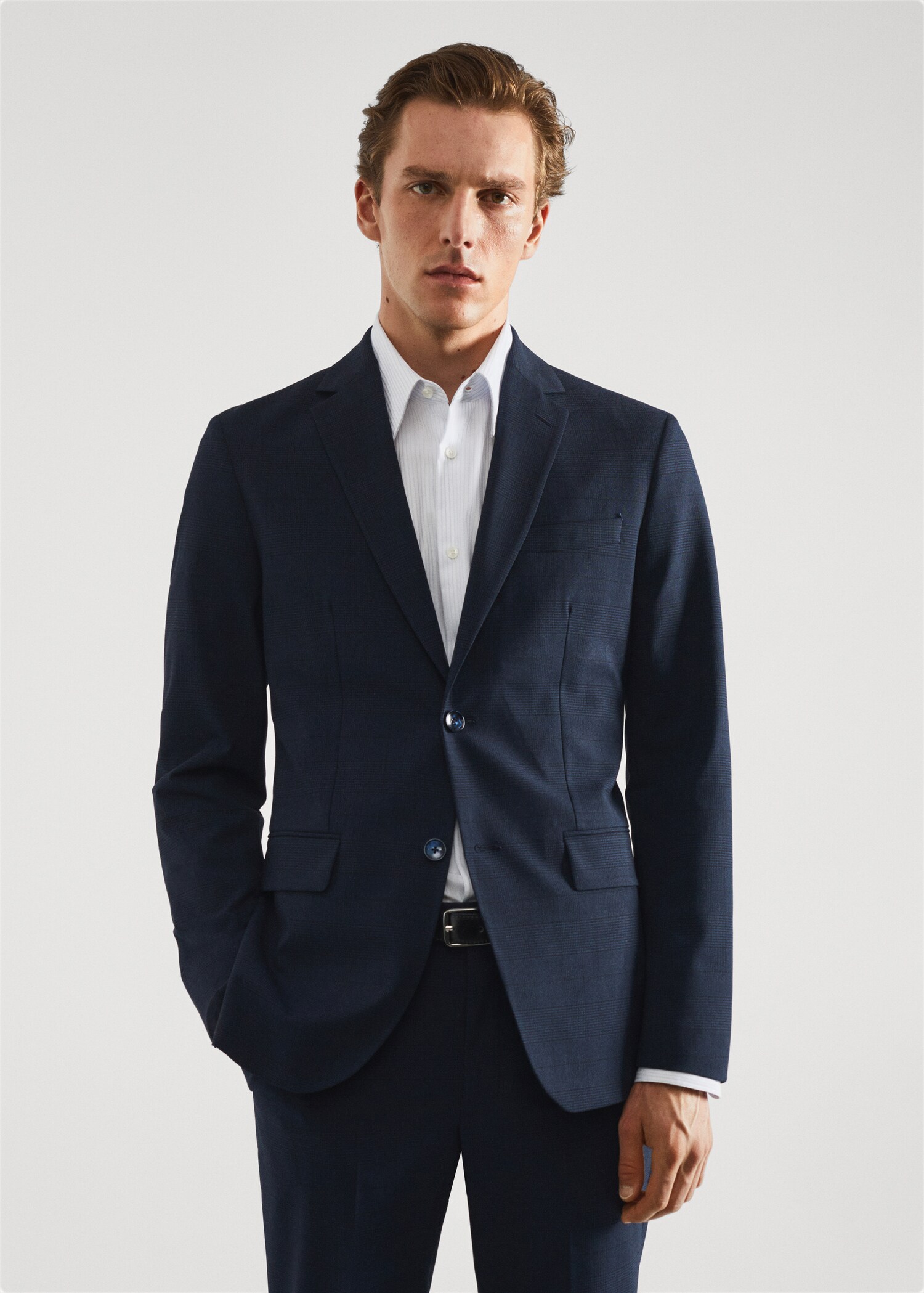 Americana traje estampada slim fit tejido strech - Plano medio
