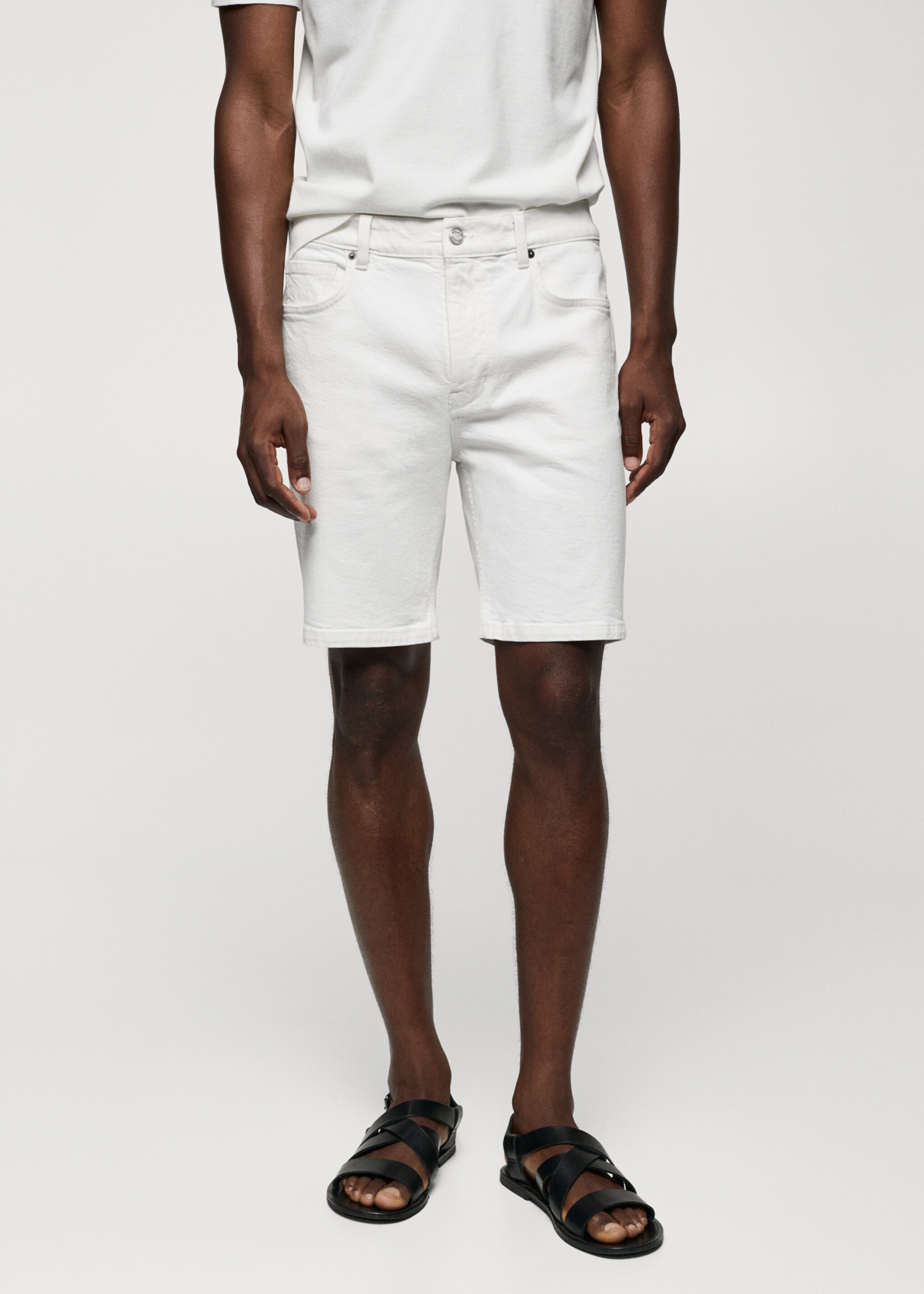 Regular-fit denim bermuda shorts - Medium plane
