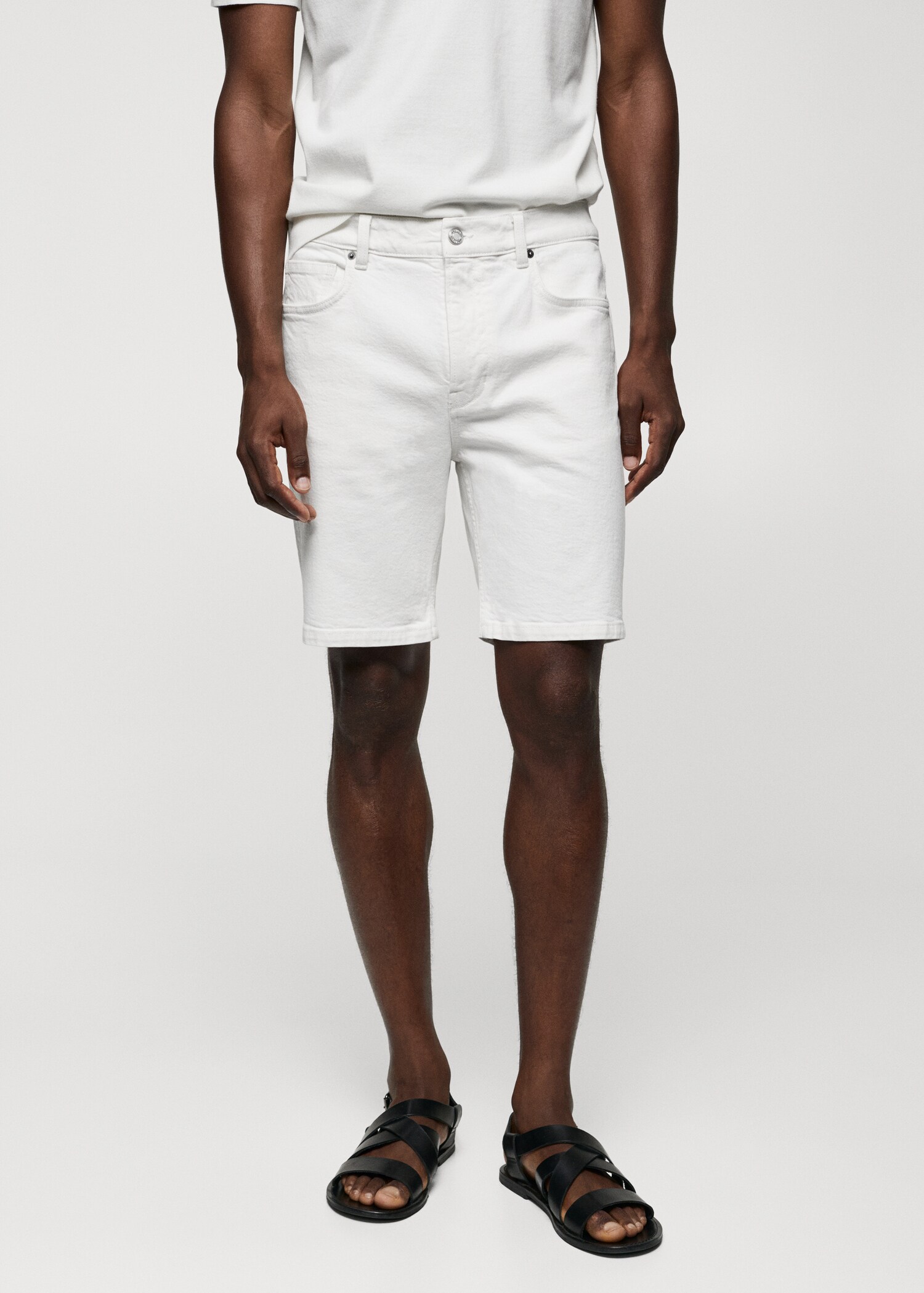 Regular-fit denim bermuda shorts - Medium plane