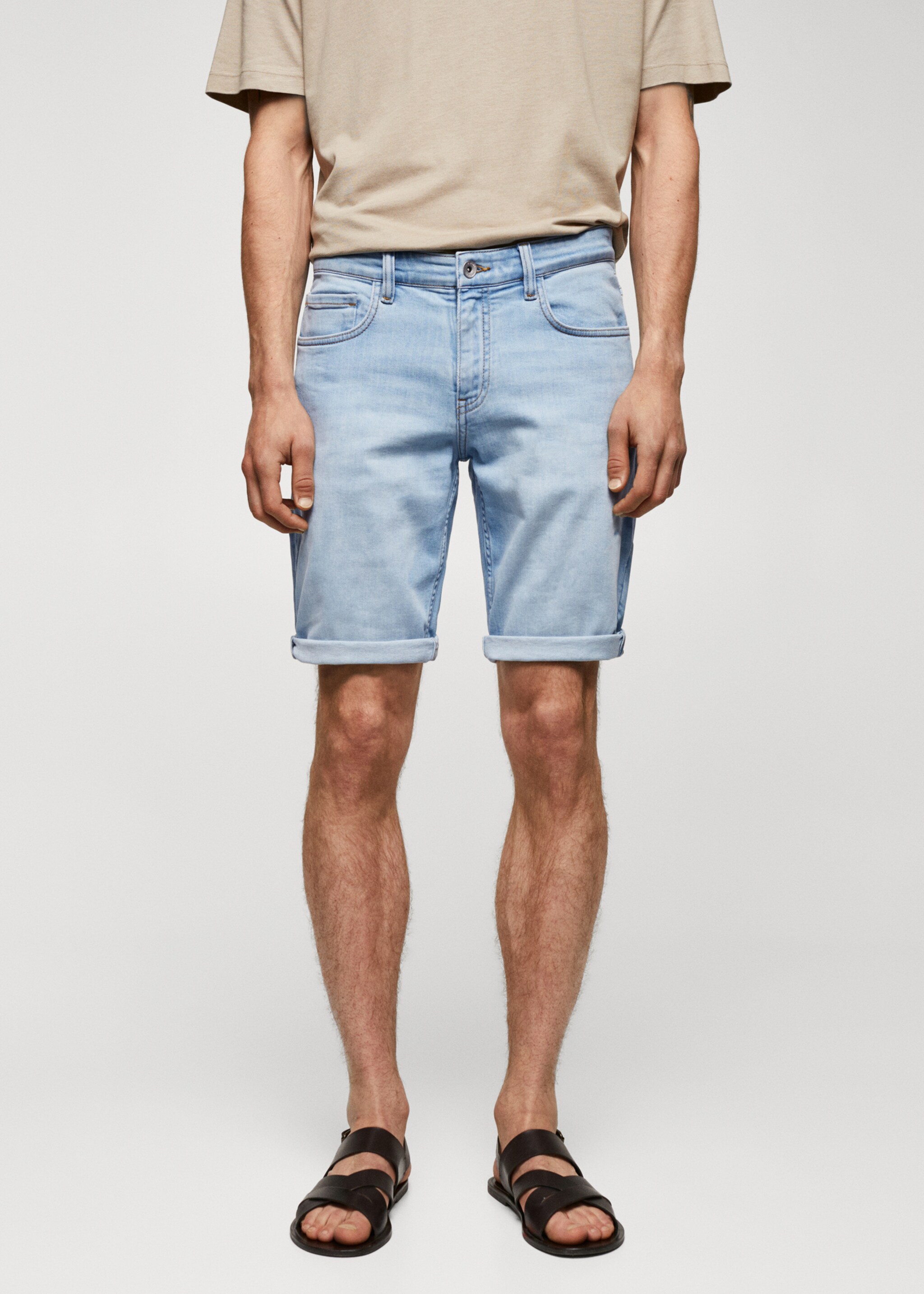Slim-fit denim bermuda shorts - Medium plane, Light Blue. Ref: 57010683-00.