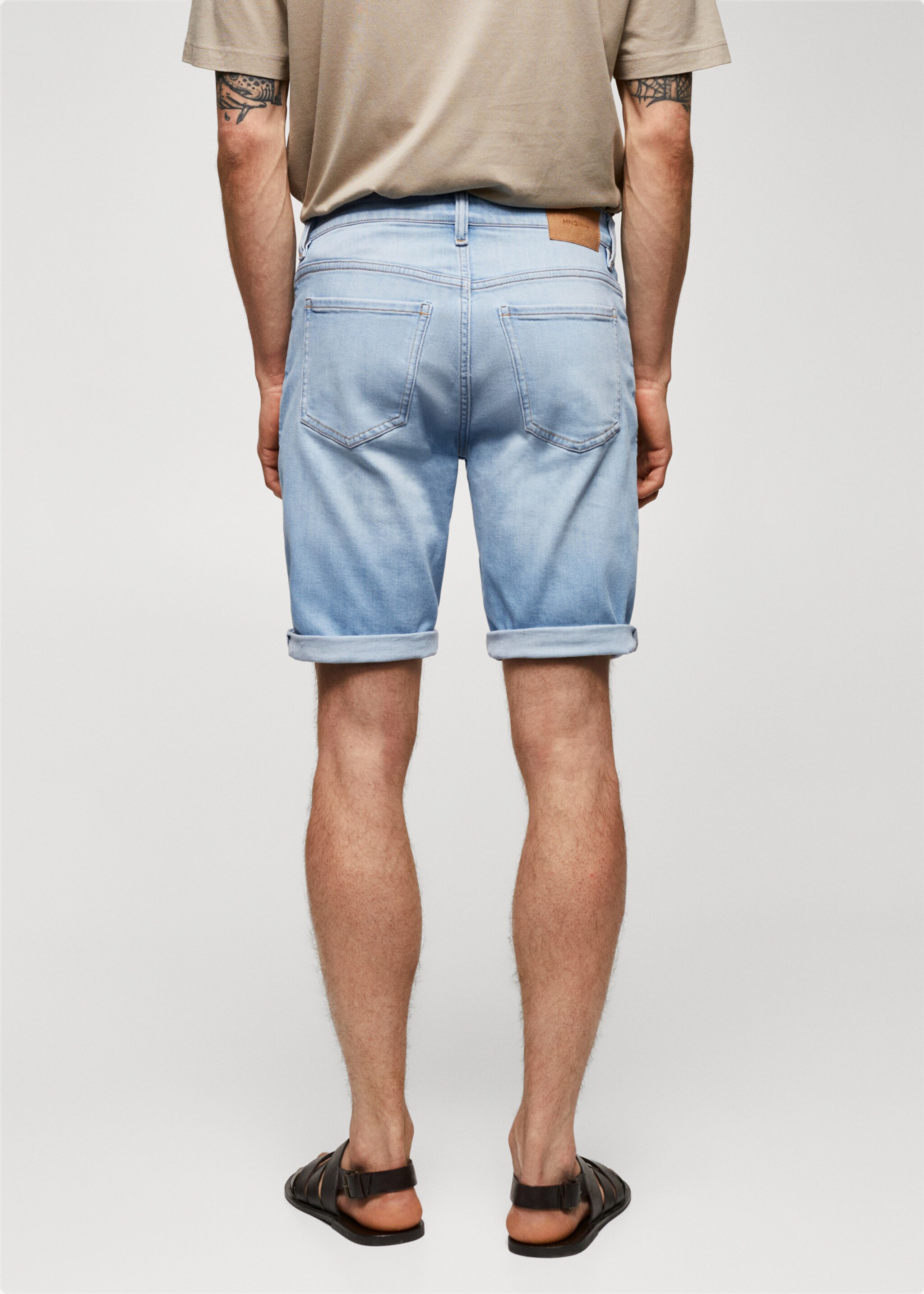 Slim-fit denim bermuda shorts - Reverse of the article, Light Blue. Ref: 57010683-00.