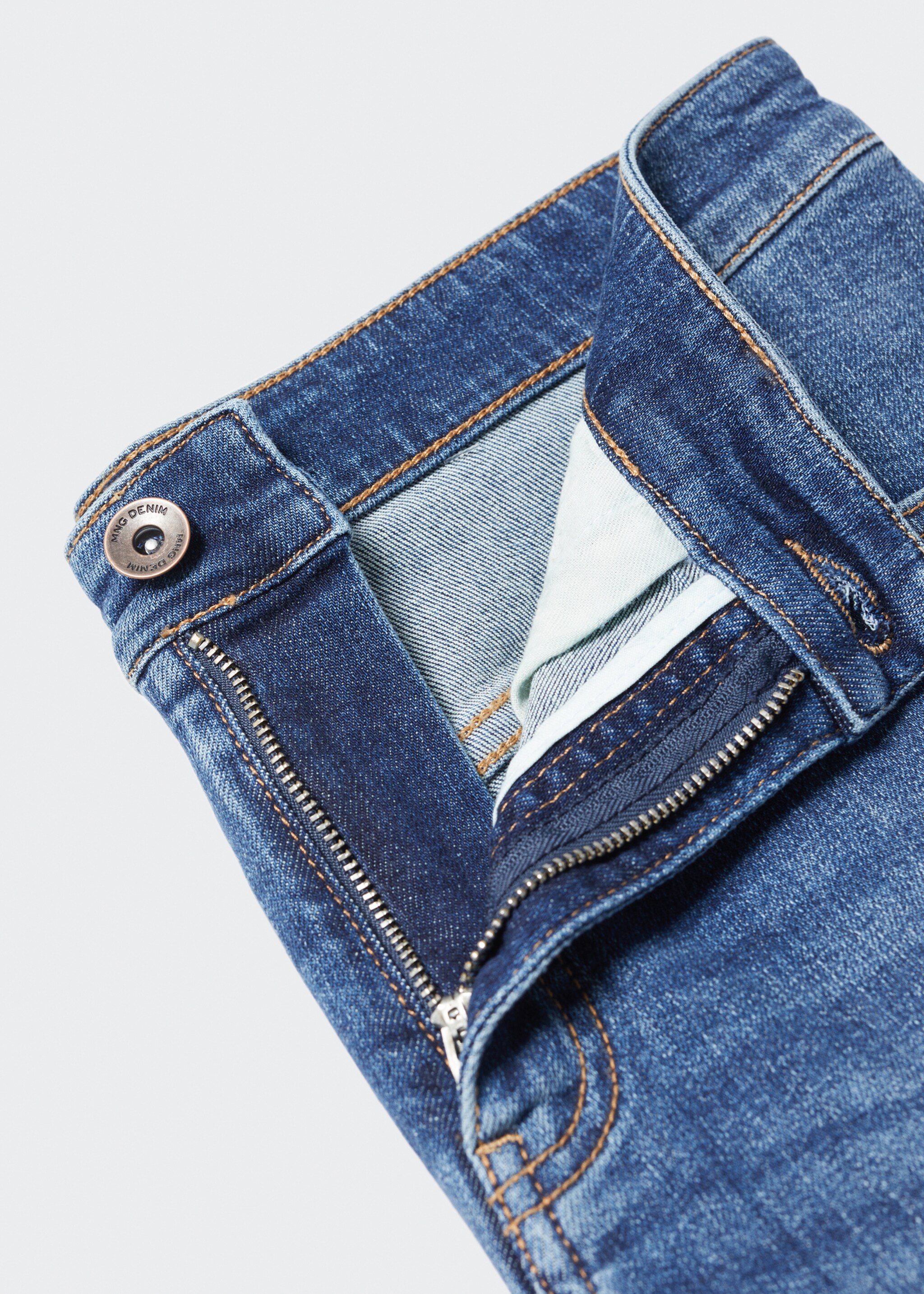 Slim-fit denim bermuda shorts - Details of the article 8, Dark Blue. Ref: 57010684-00.
