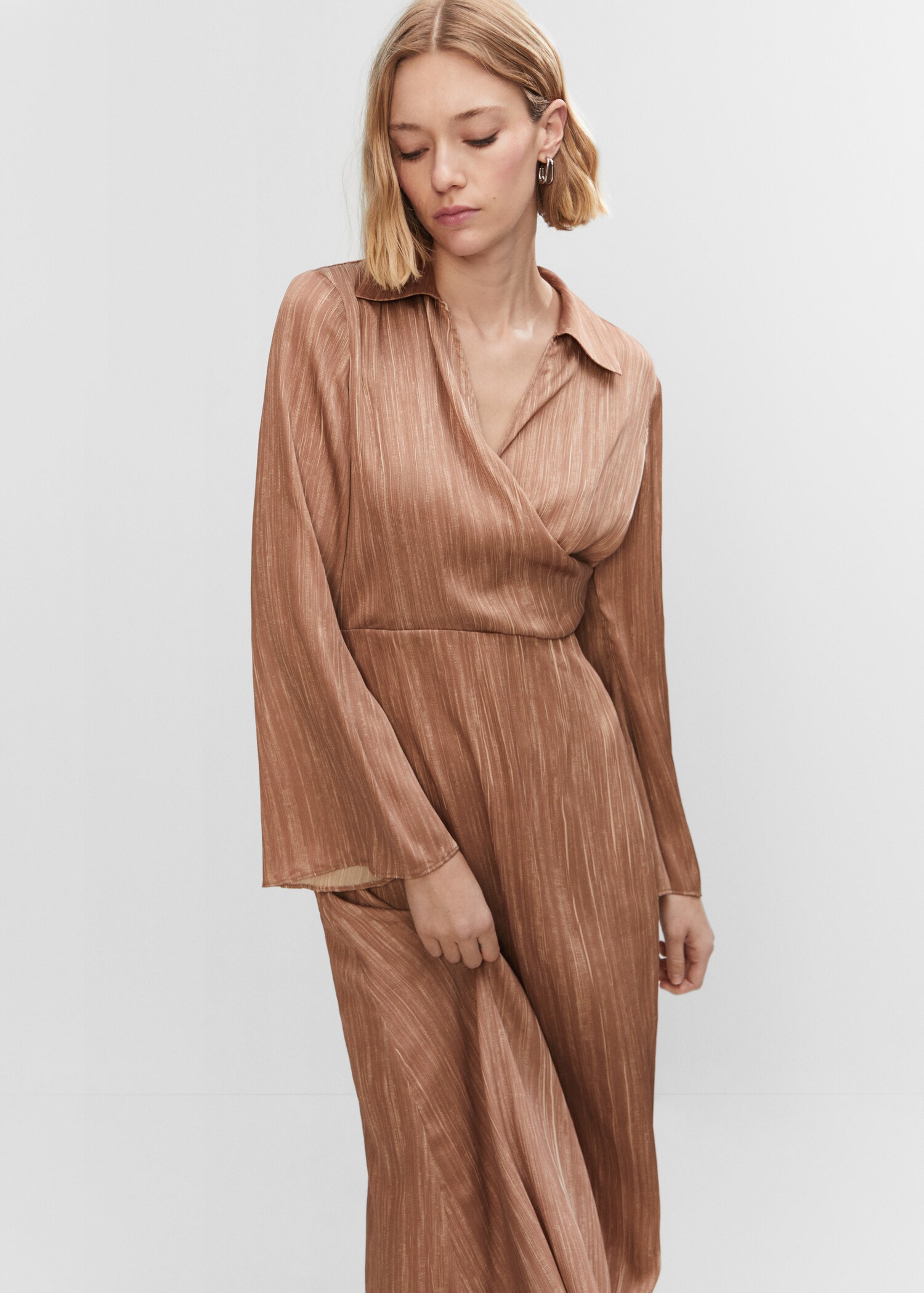 Satin shirt dress - Medium plane