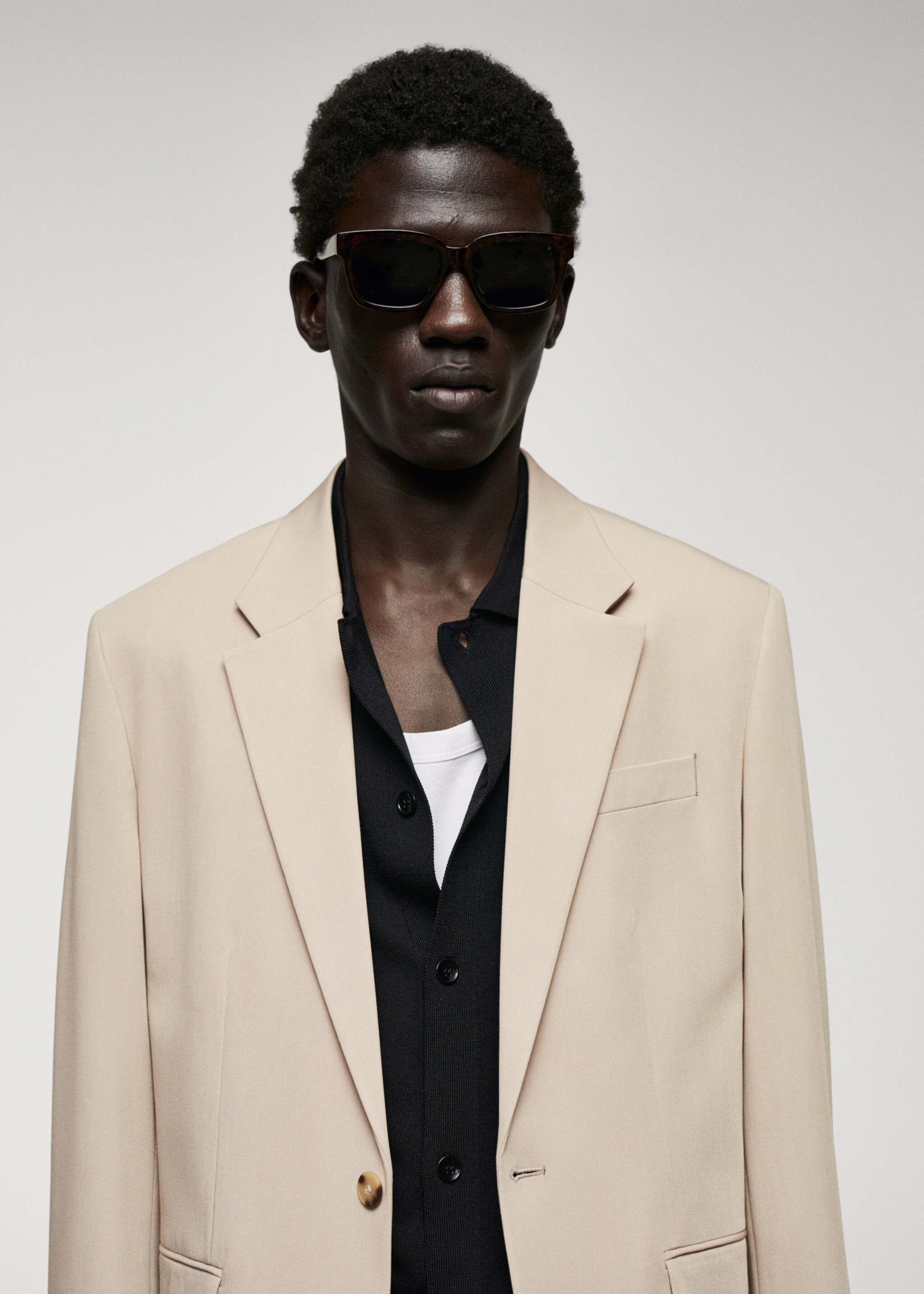 Regular fit suit blazer - Details of the article 1, Light/Pastel Grey. Ref: 57010717-00.