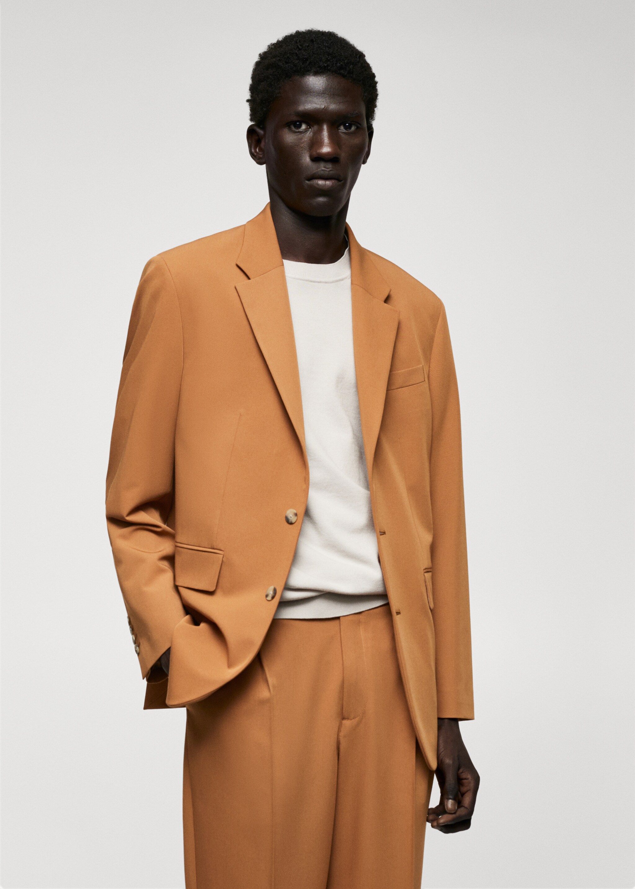 Regular fit suit blazer - Medium plane, Orange. Ref: 57010717-00.