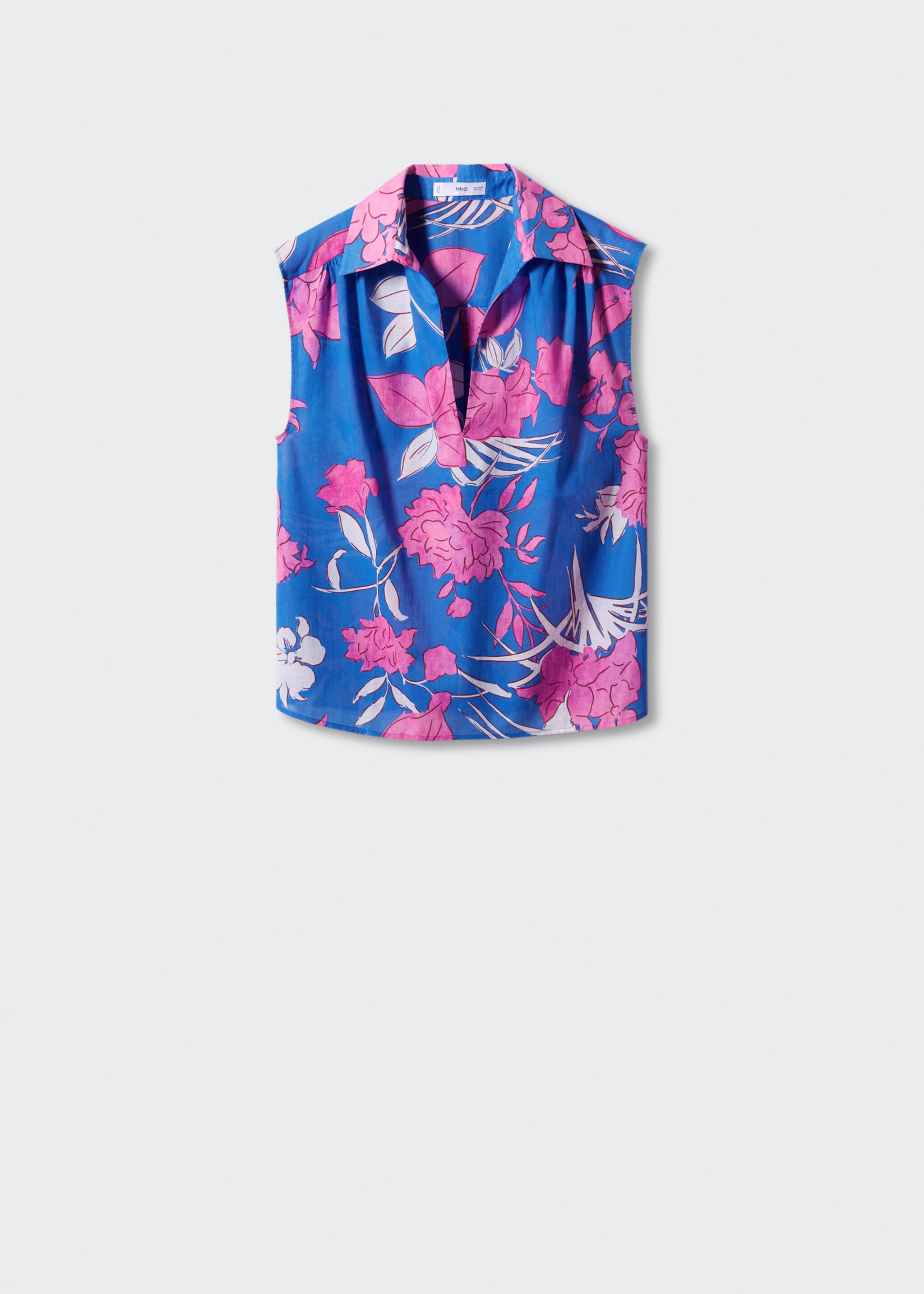 Sleeveless printed shirt - Article without model, Blue. Ref: 57010718-00.