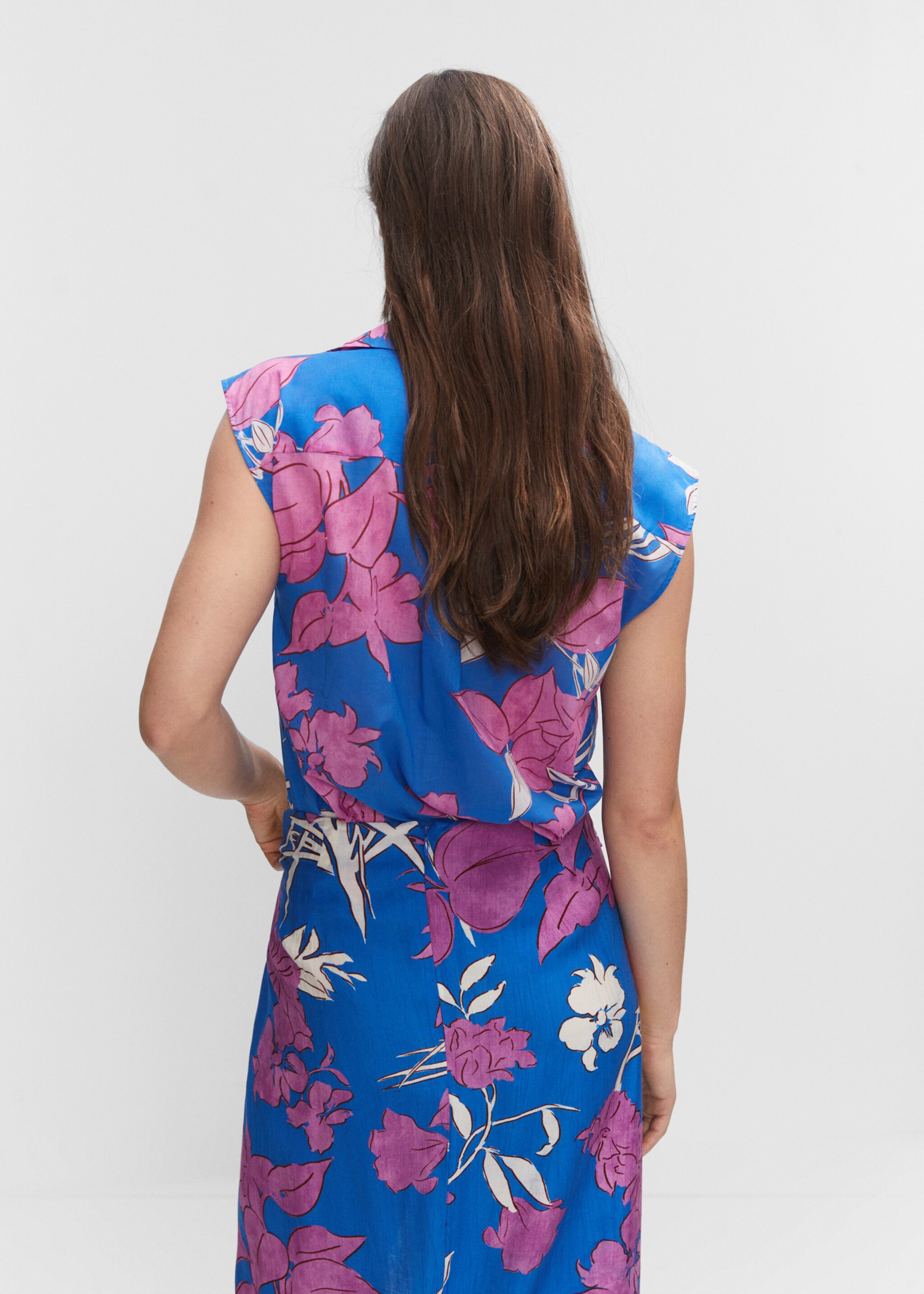 Sleeveless printed shirt - Reverse of the article, Blue. Ref: 57010718-00.