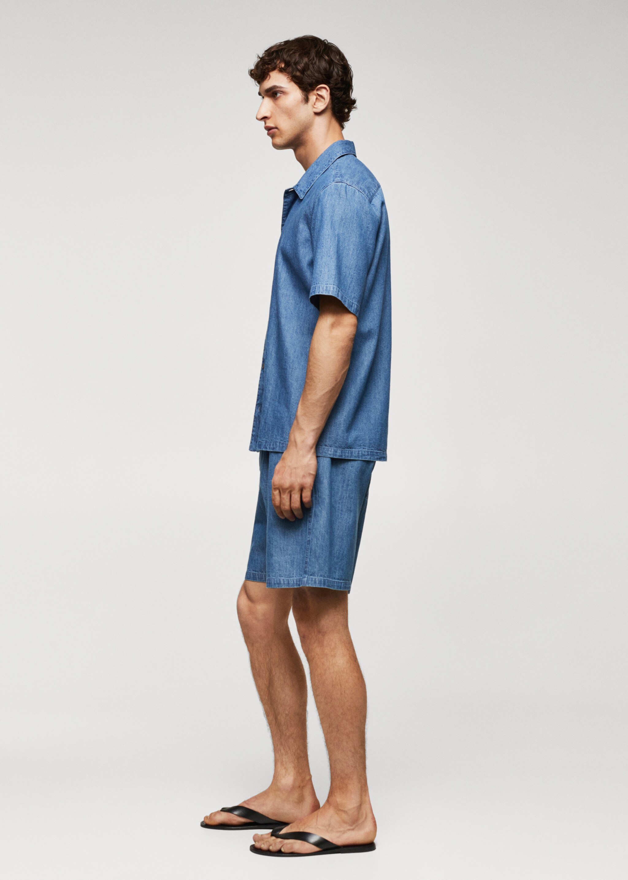 Košile chambray 100% bavlna - Detail zboží 2, Středně modrá. Ref: 57010724-00.