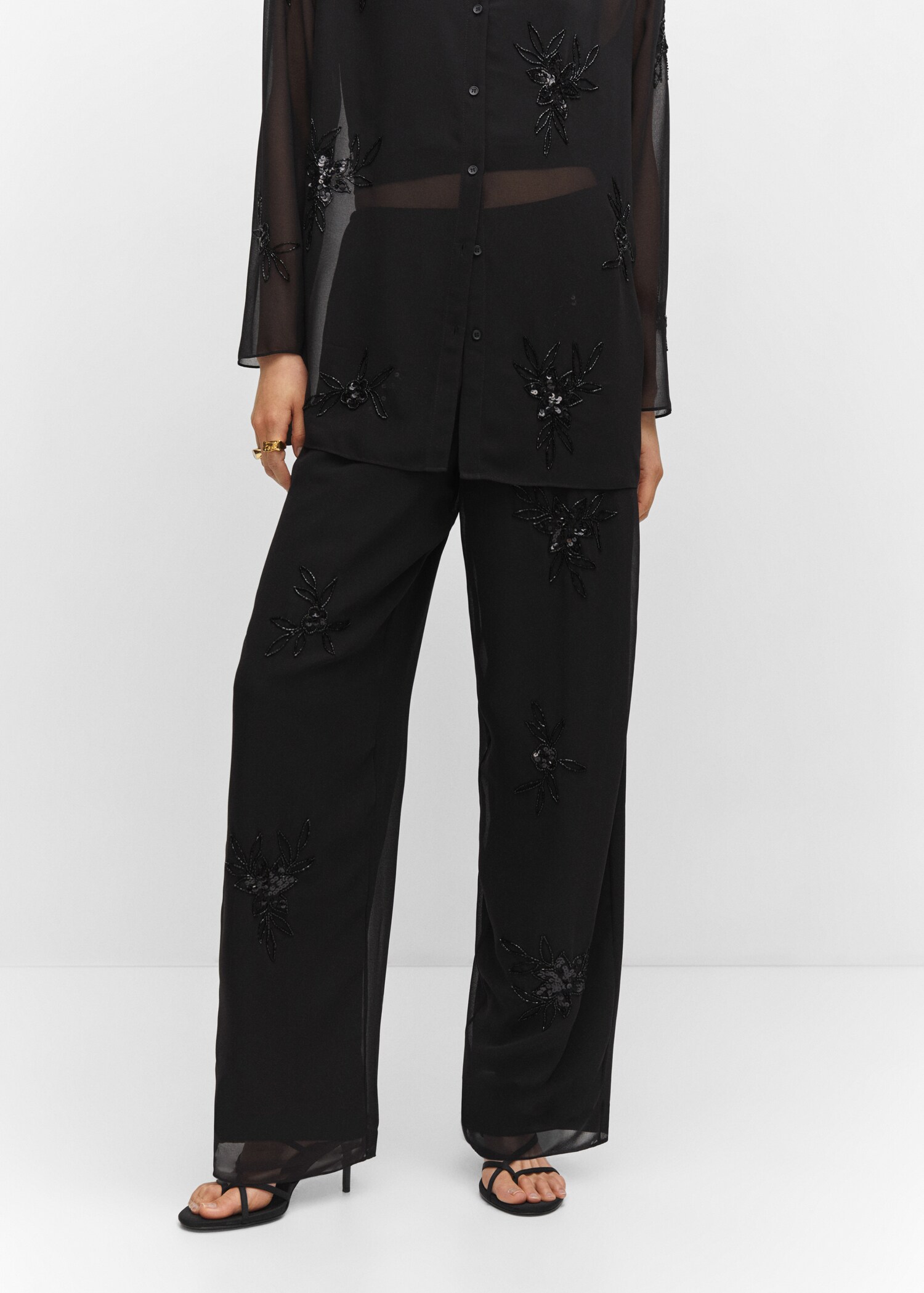 pants with bead detail - Medium plane