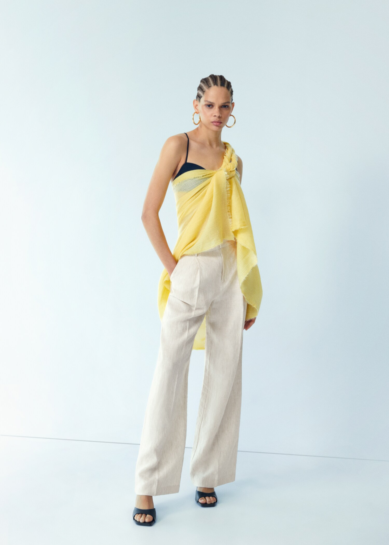 Straight linen-blend trousers - Details of the article 6