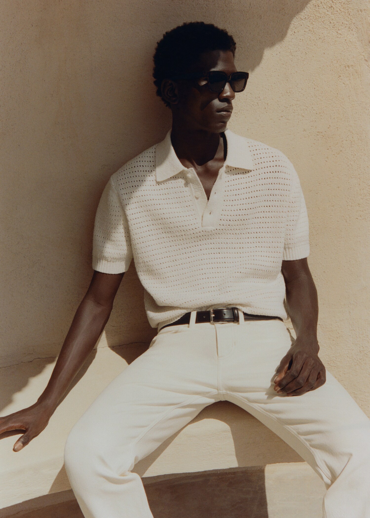 Openwork cotton knitte polo shirt - Details of the article 5